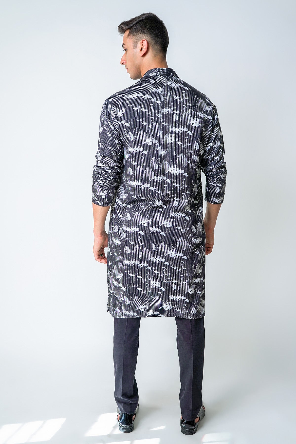 Black & White Floral Kurta Set