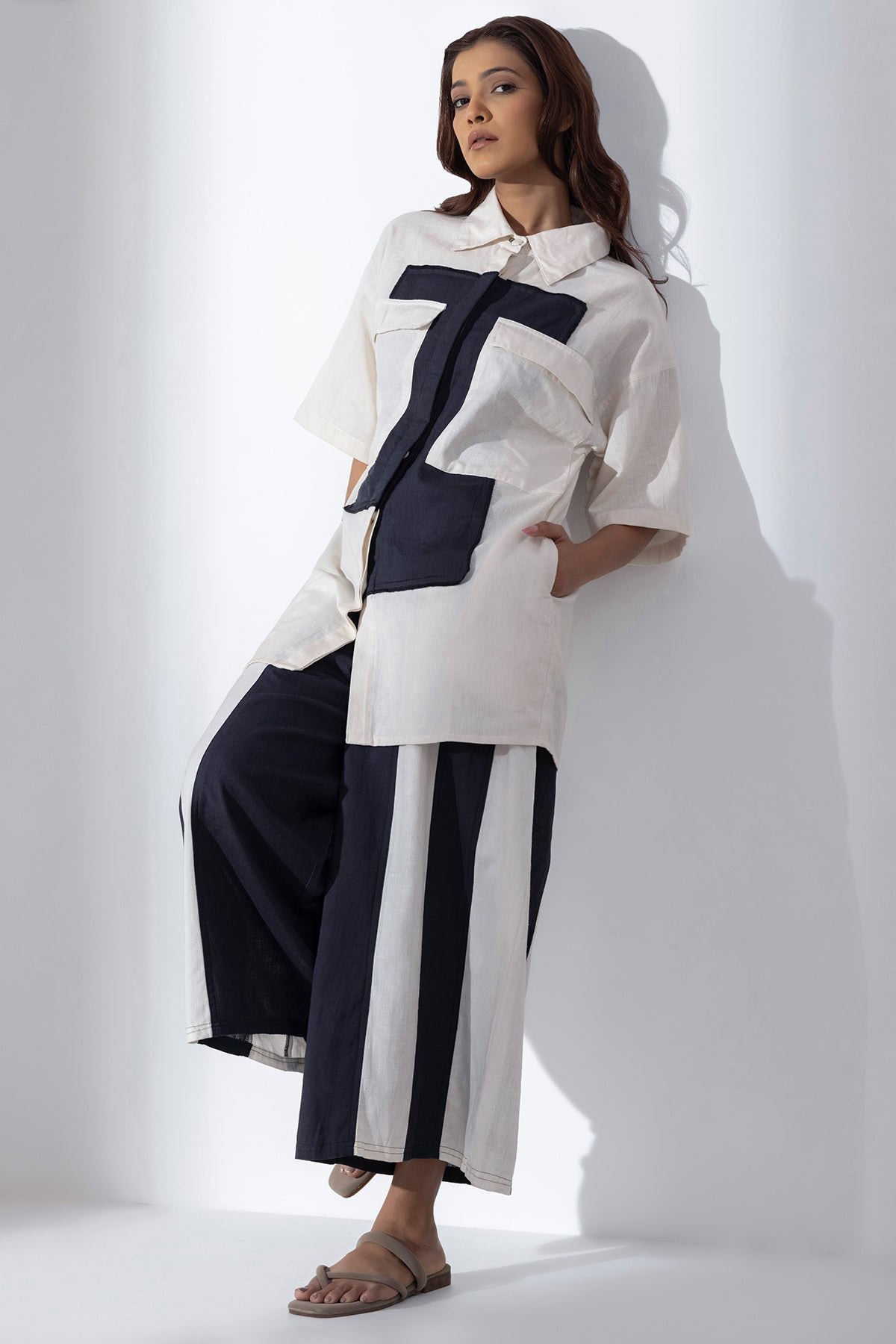 Buy Black & White High-Waist Pants by Markkah Studio for Women online at ScrollnShops