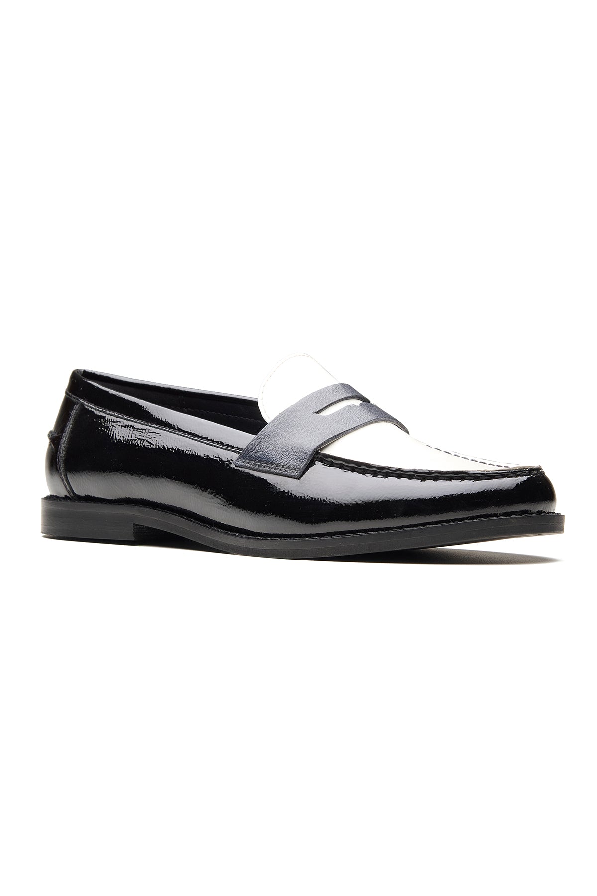 Buy Black & White Leather Loafers by Dang Shoes for Women online at ScrollnShops