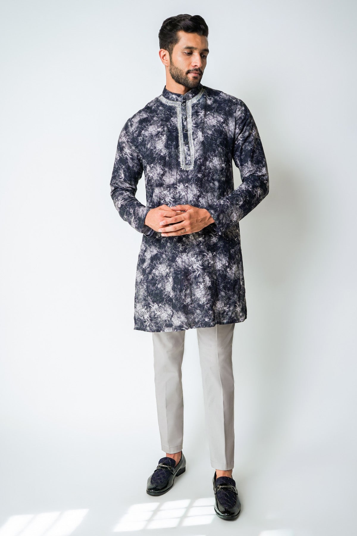 Buy Black & White Linen Kurta Set for men by House of Sheriff online available at scrollnshops