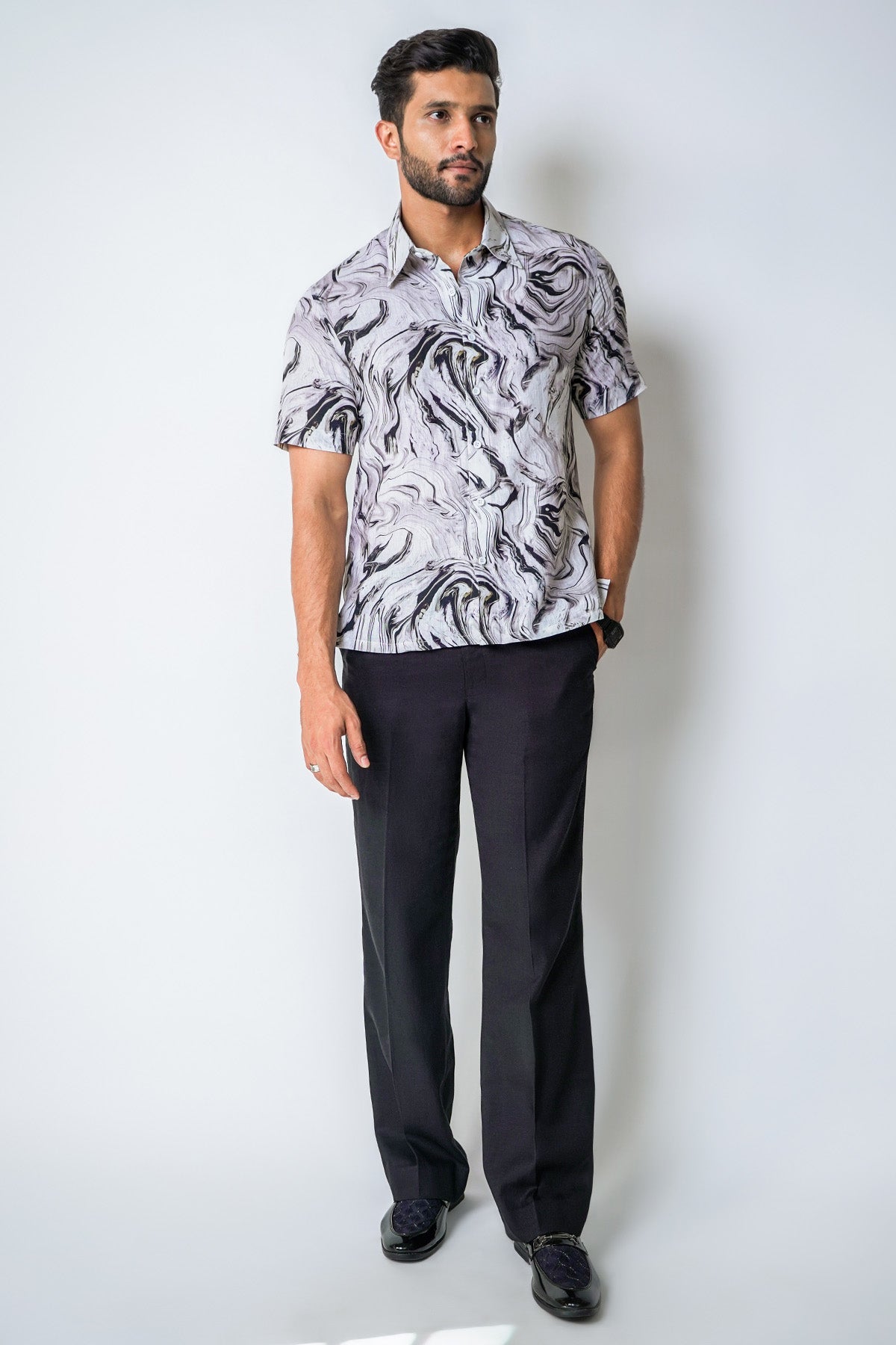 Black White Marble Casual Shirt
