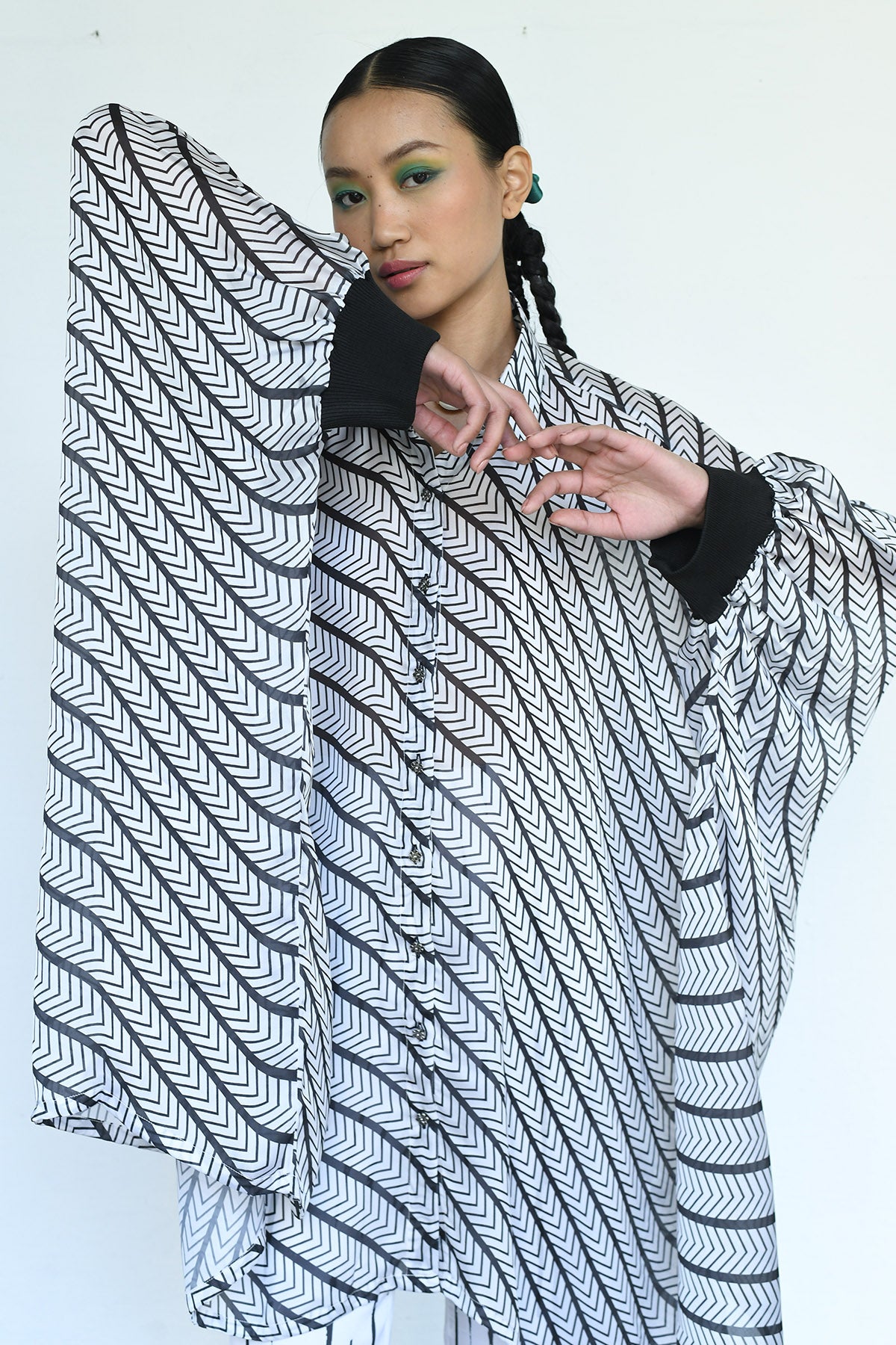 Black & White Printed Kaftan Set