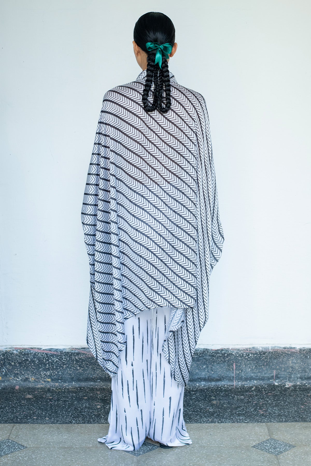 Black & White Printed Kaftan Set