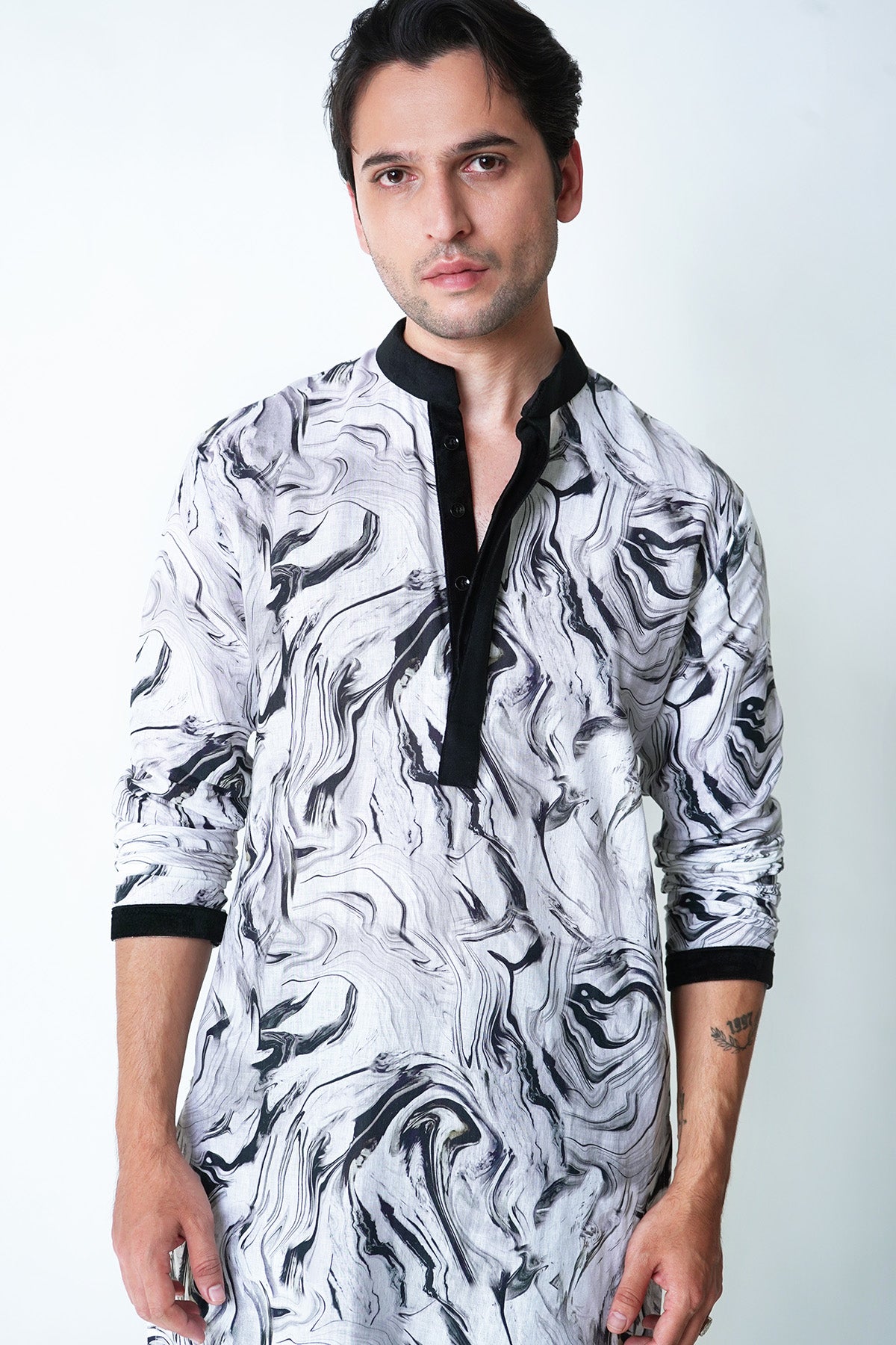 Black & White Printed Kurta Set