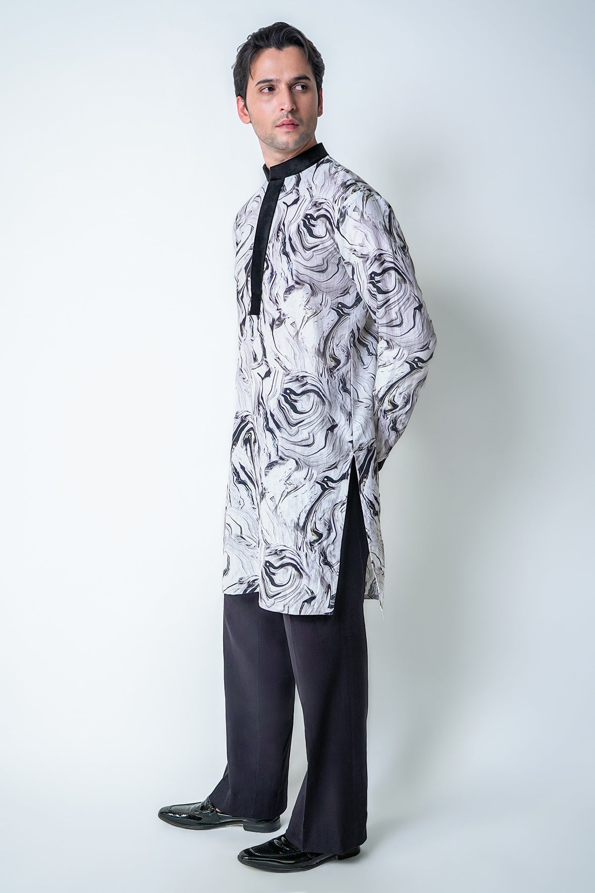 Black & White Printed Kurta Set