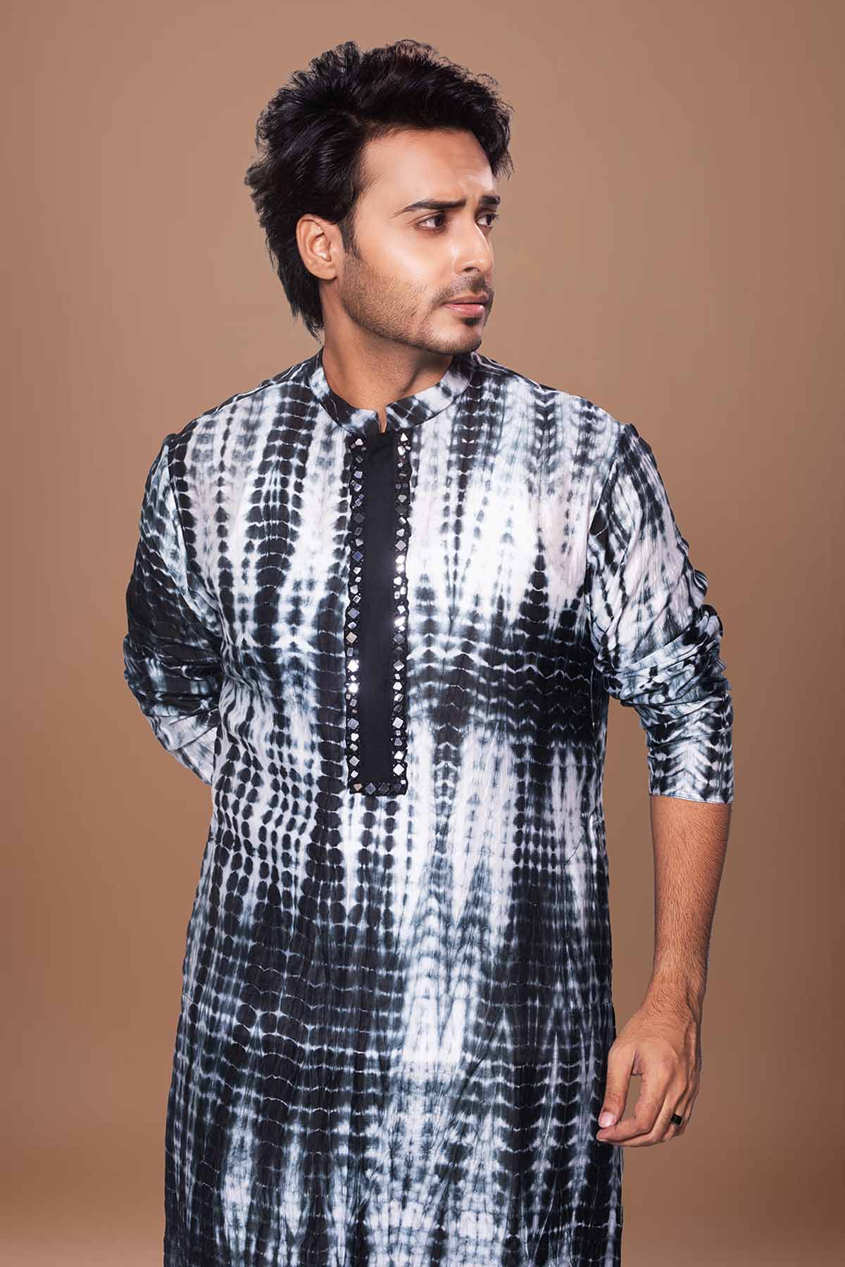 Black & White Tie Dye Kurta Set