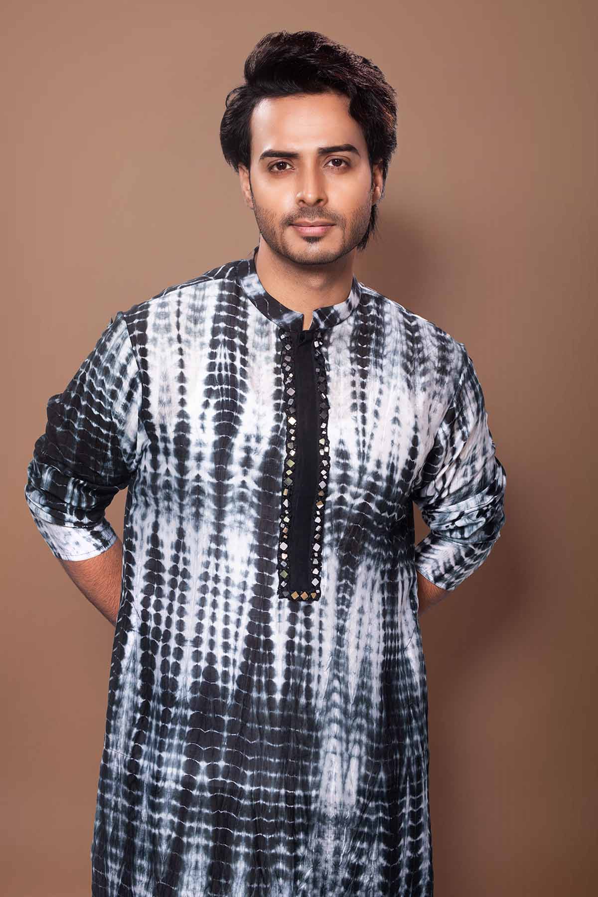 Black & White Tie Dye Kurta Set