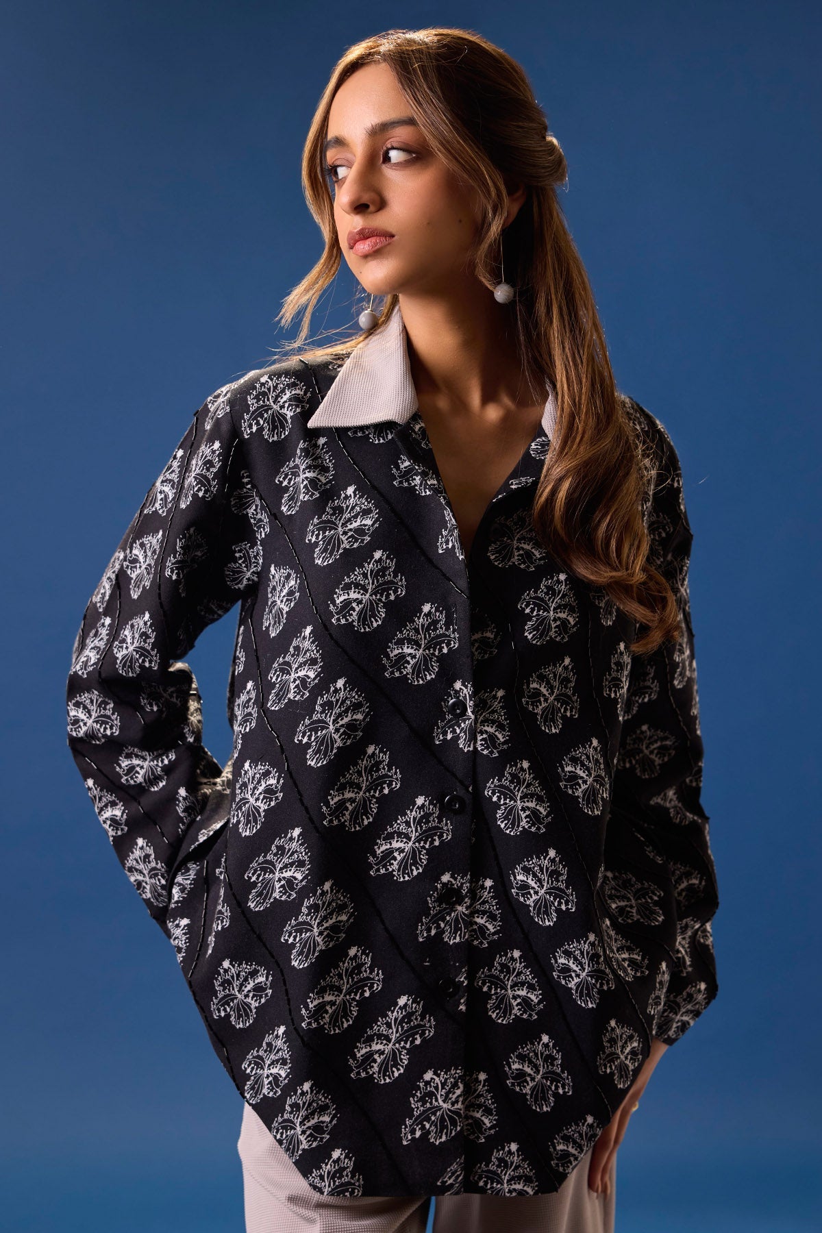 Buy Black & White Wrinkled Jacket for Women by 97 Motifs Designer online available at scrollnshops