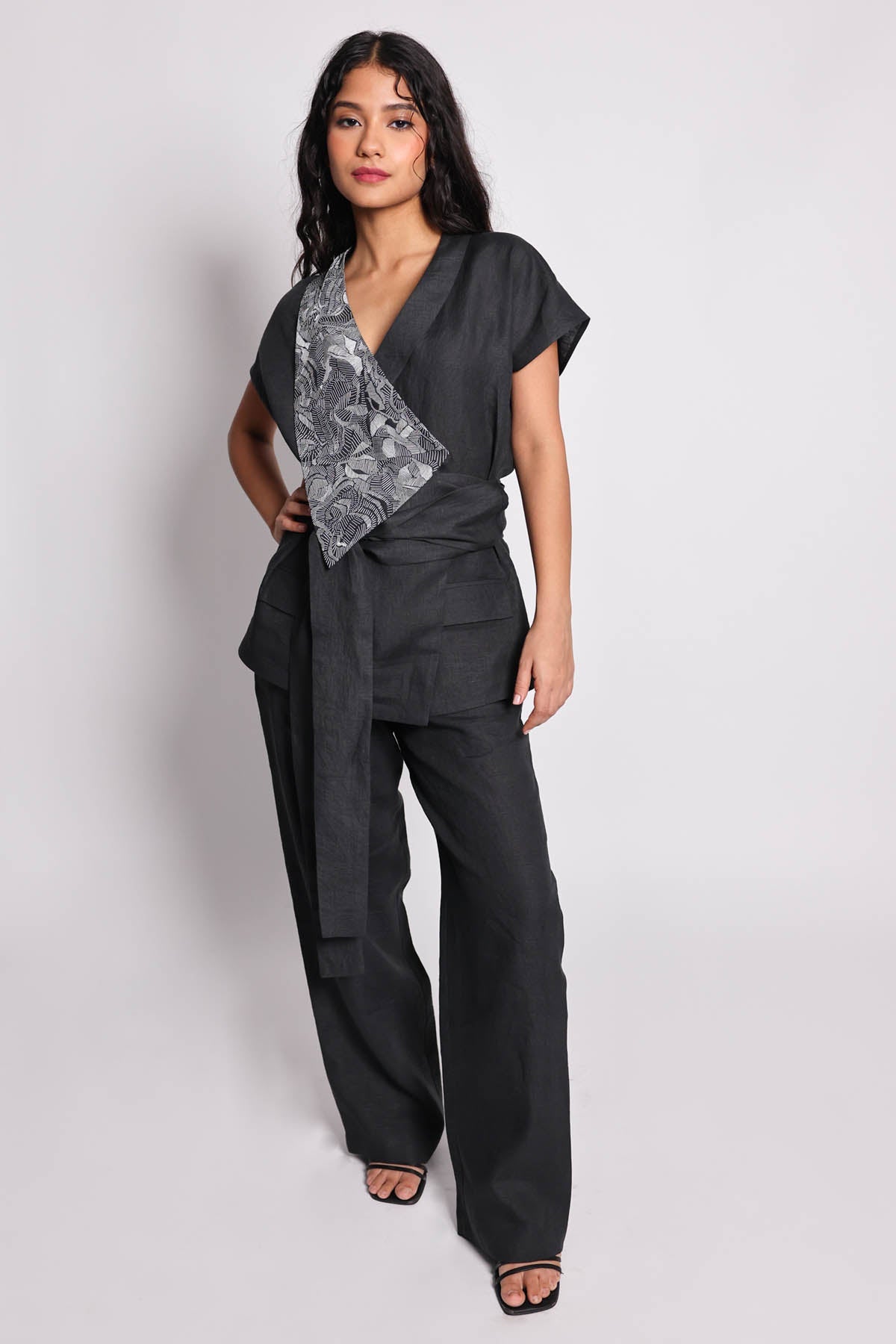 Buy Arya Giri Black Wrap Blazer & Trousers