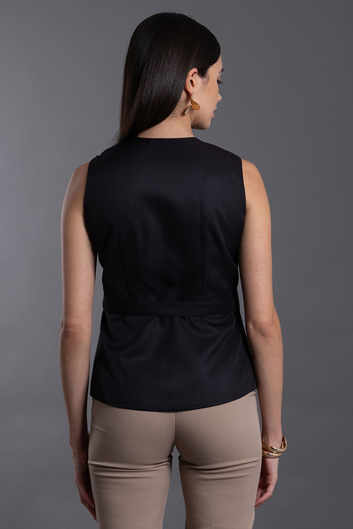 Black Wrap Sleeveless Top