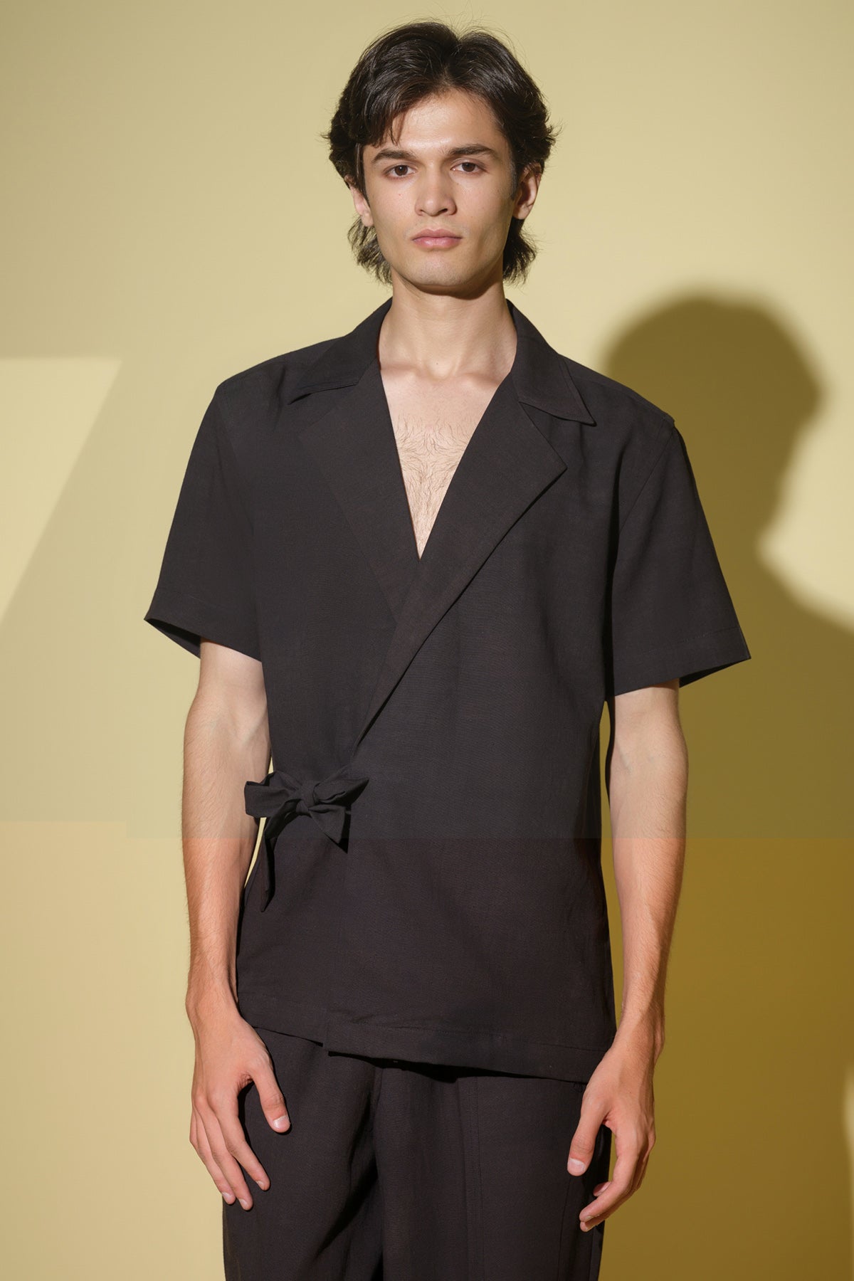 Black Wrap Style Shirt & Pants