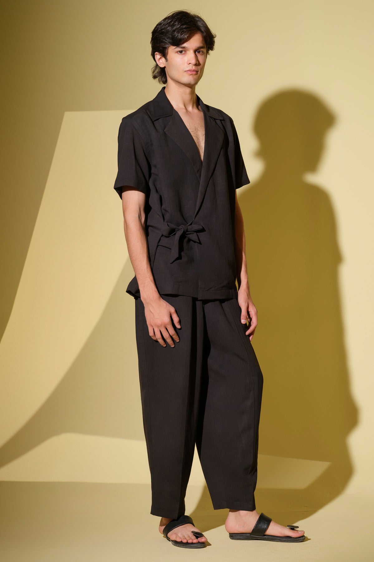 Black Wrap Style Shirt & Pants