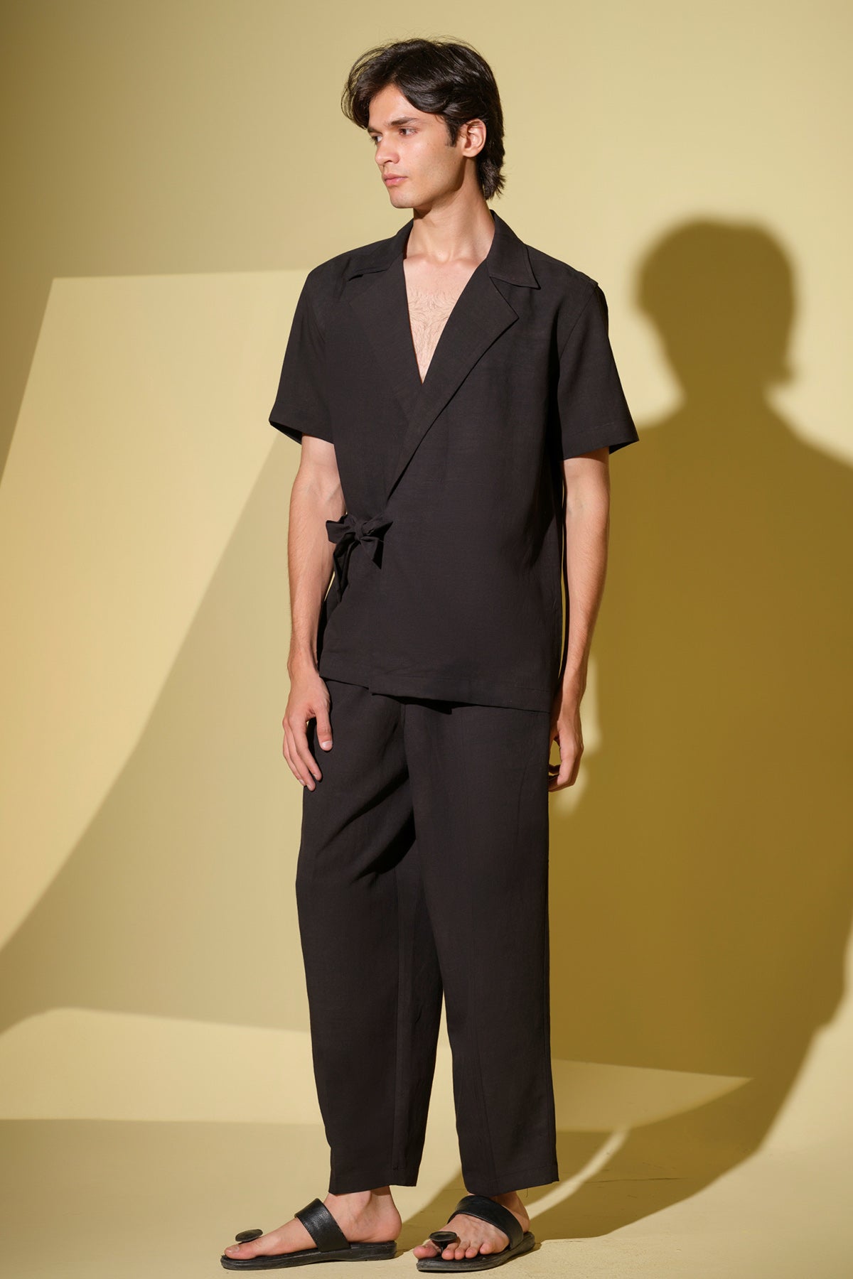 Black Wrap Style Shirt & Pants