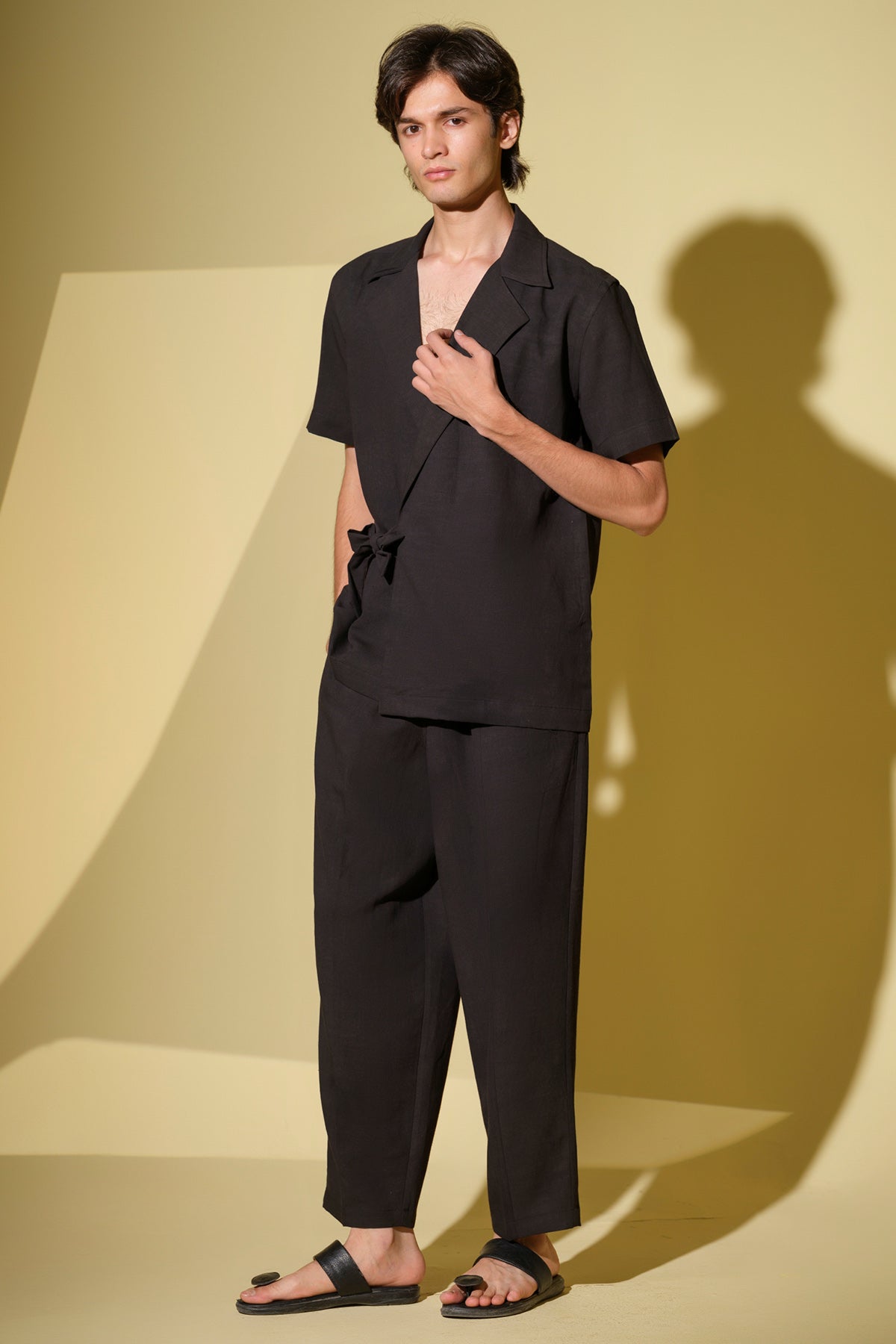 Black Wrap Style Shirt & Pants