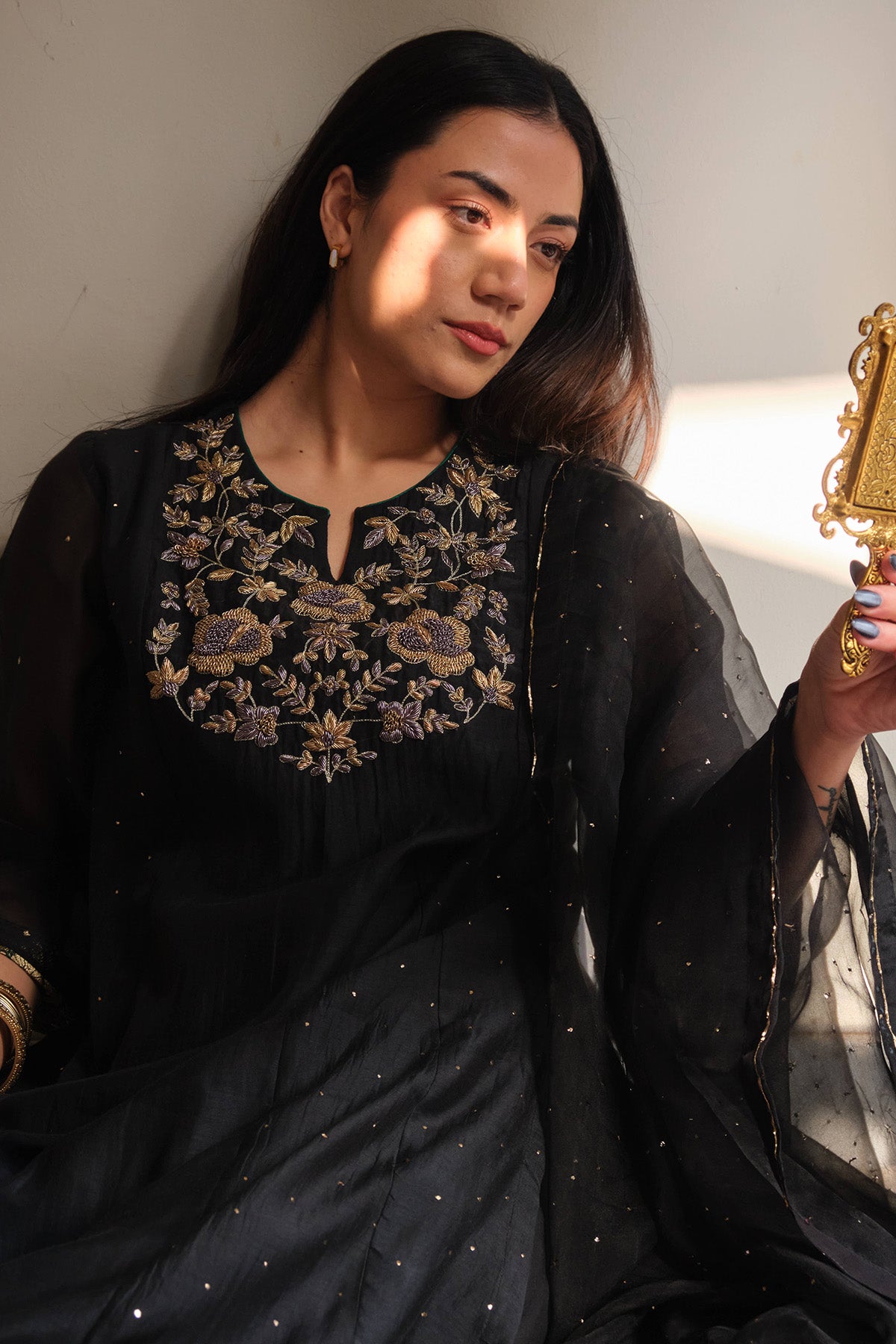 Black Zardozi Kurta And Pants