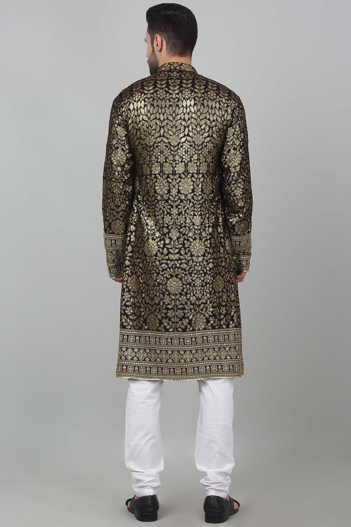 Black Zari Embroidered Kurta Set