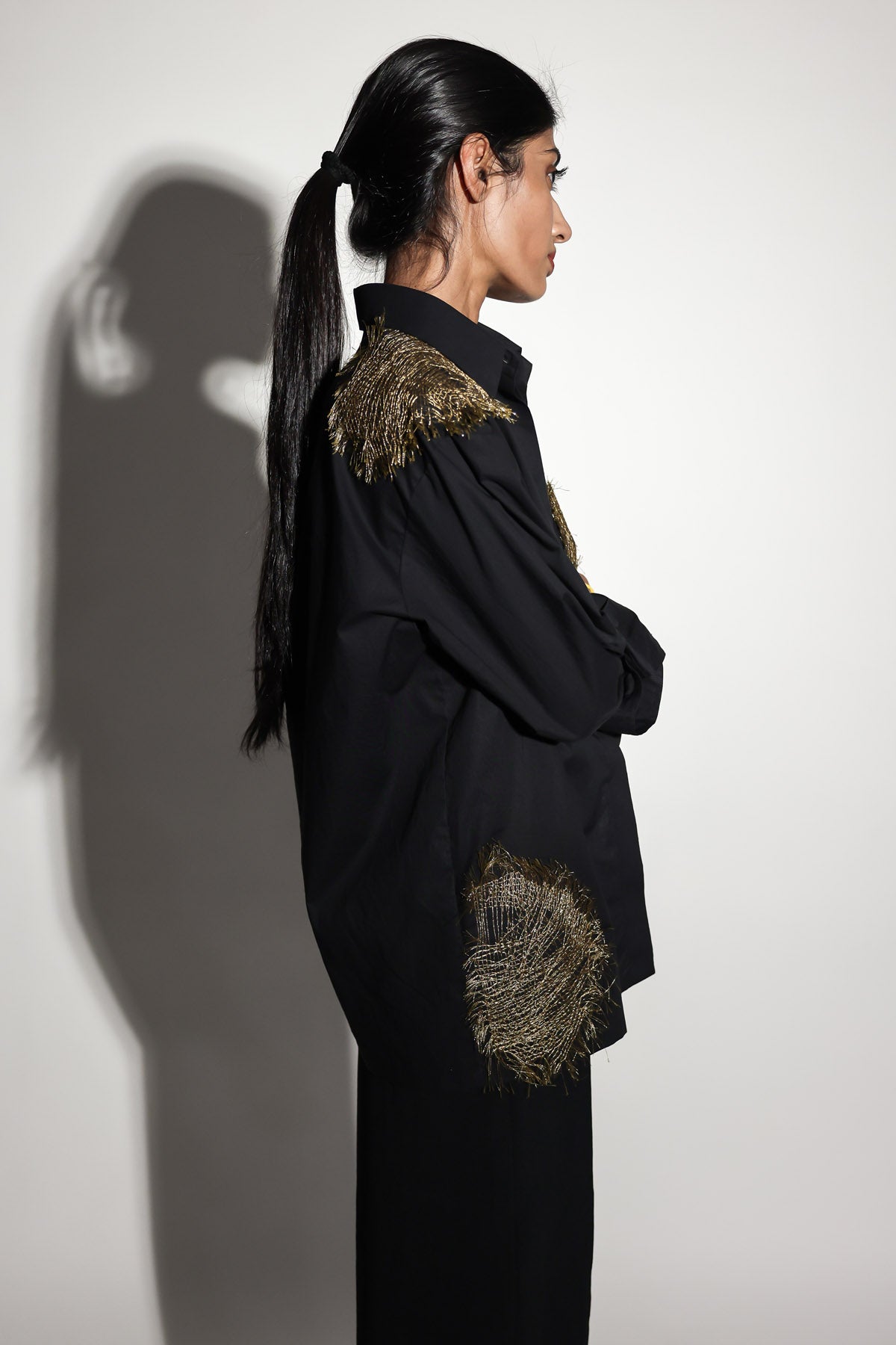 Black Zari Embroidered Shirt