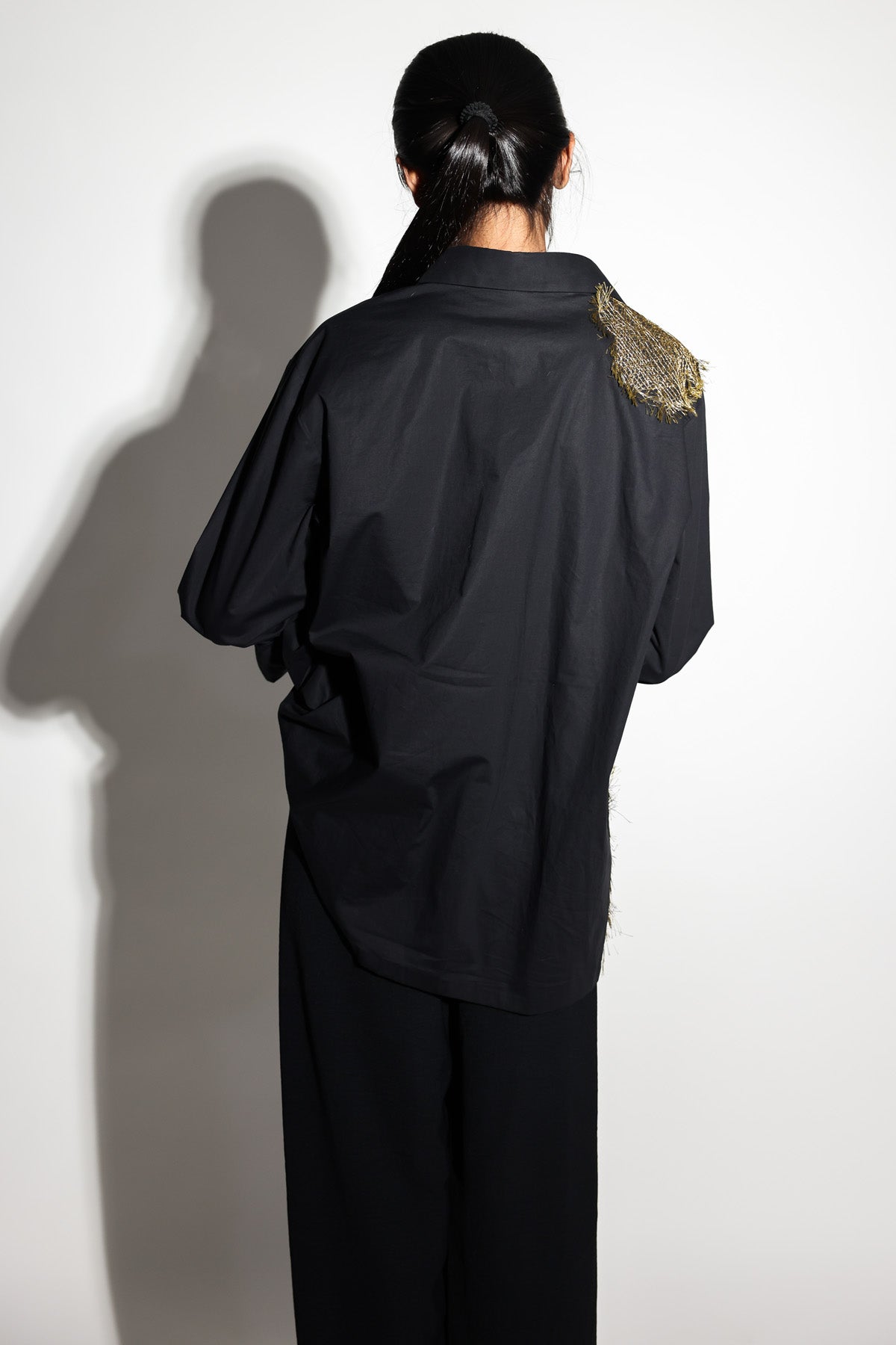 Black Zari Embroidered Shirt