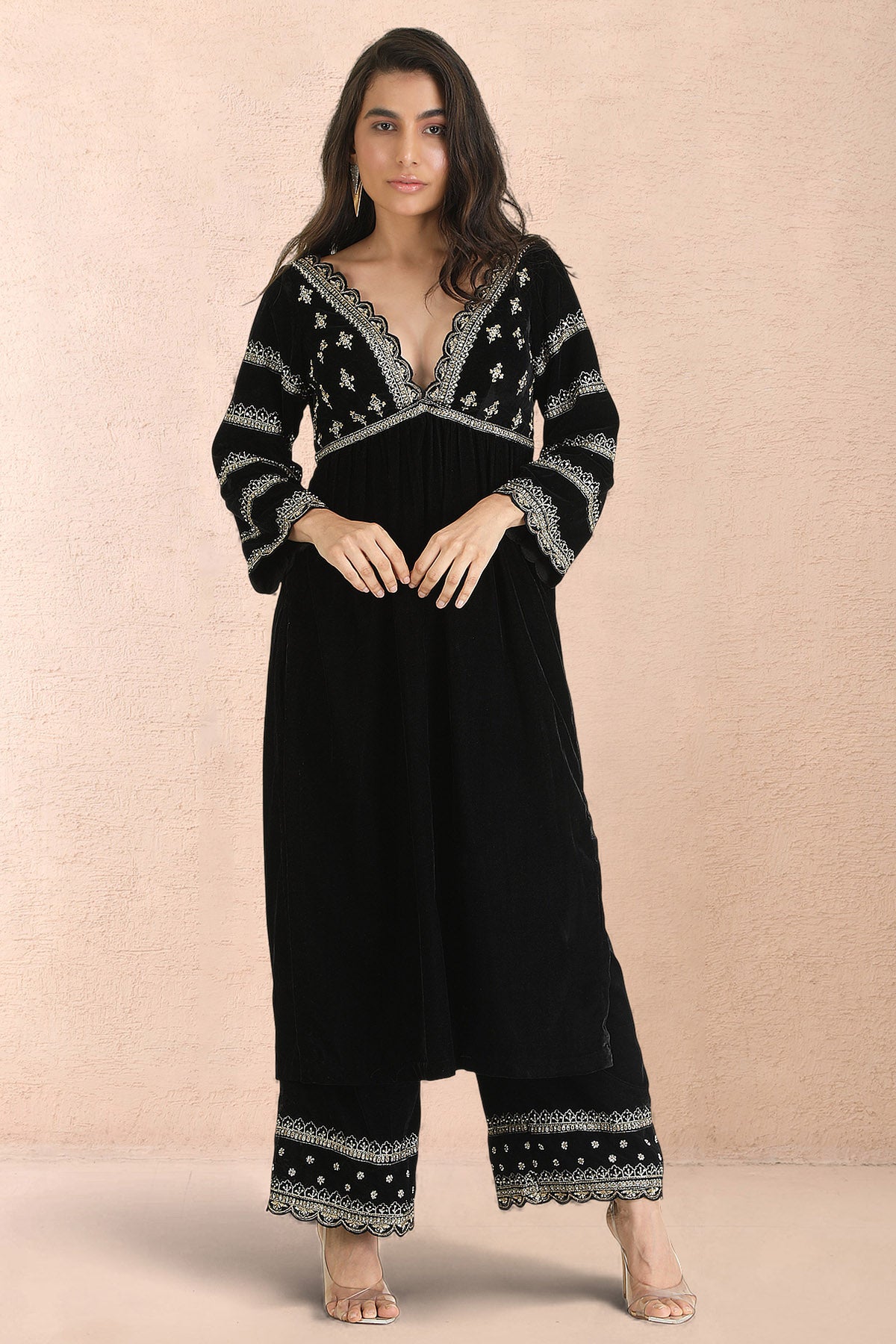 Black Zari Embroidery Kurta Set