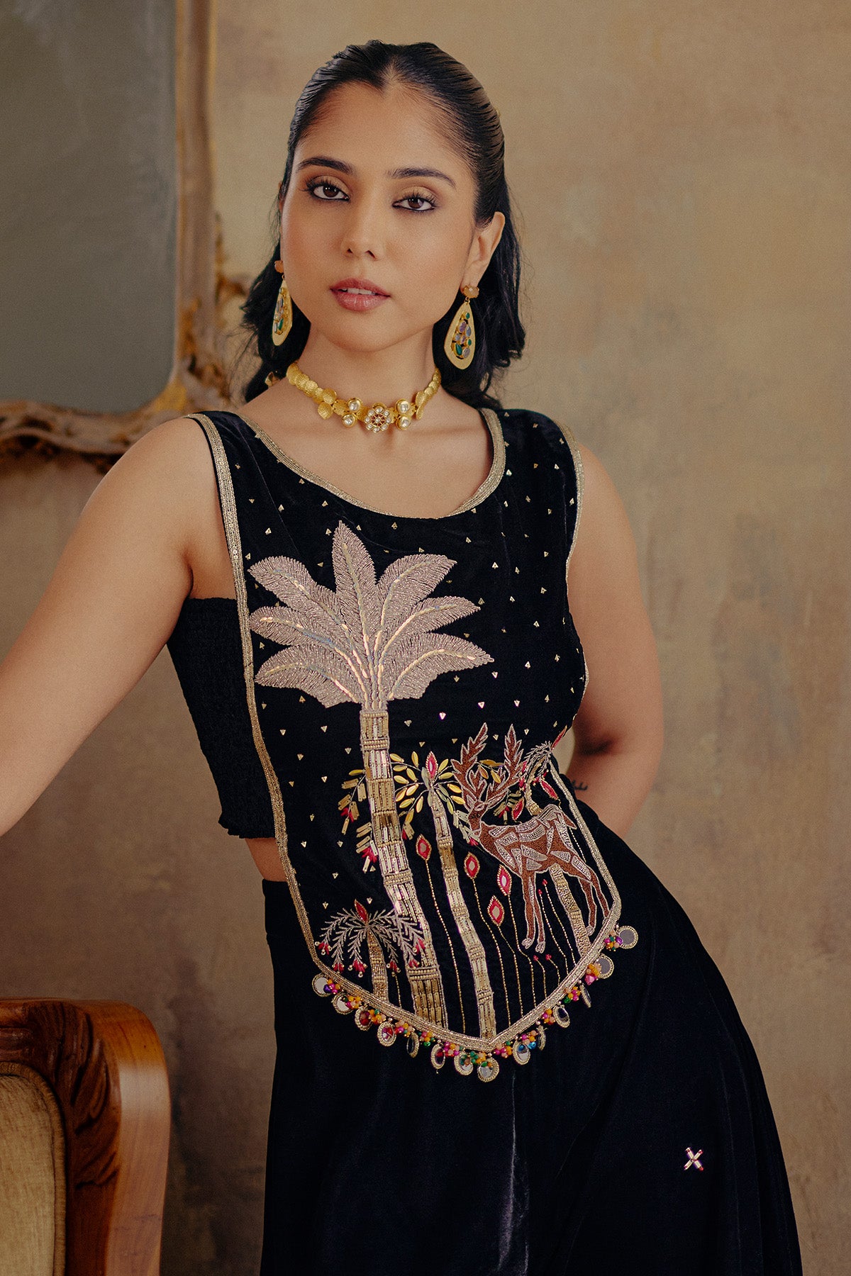 Black Zari Mirror Co-ord Set