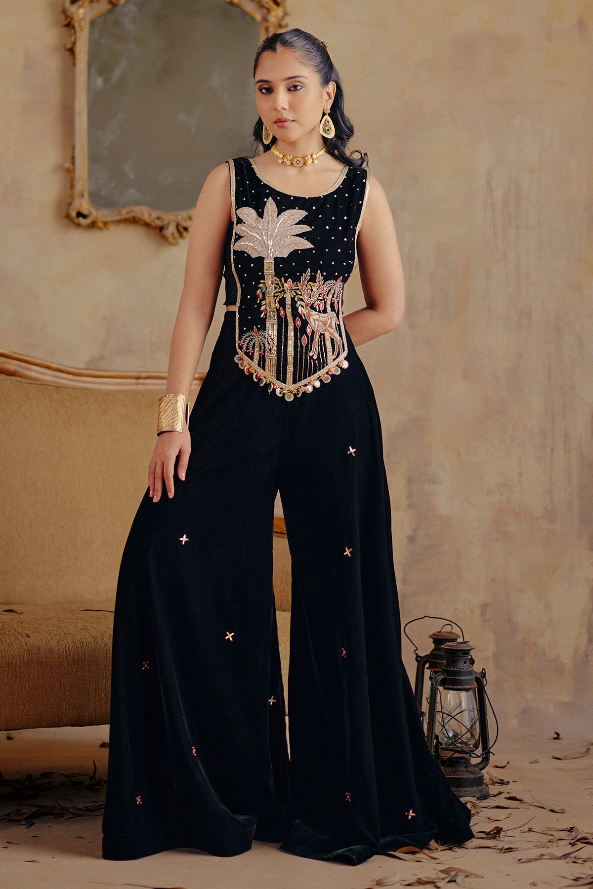 Black Zari Mirror Co-ord Set