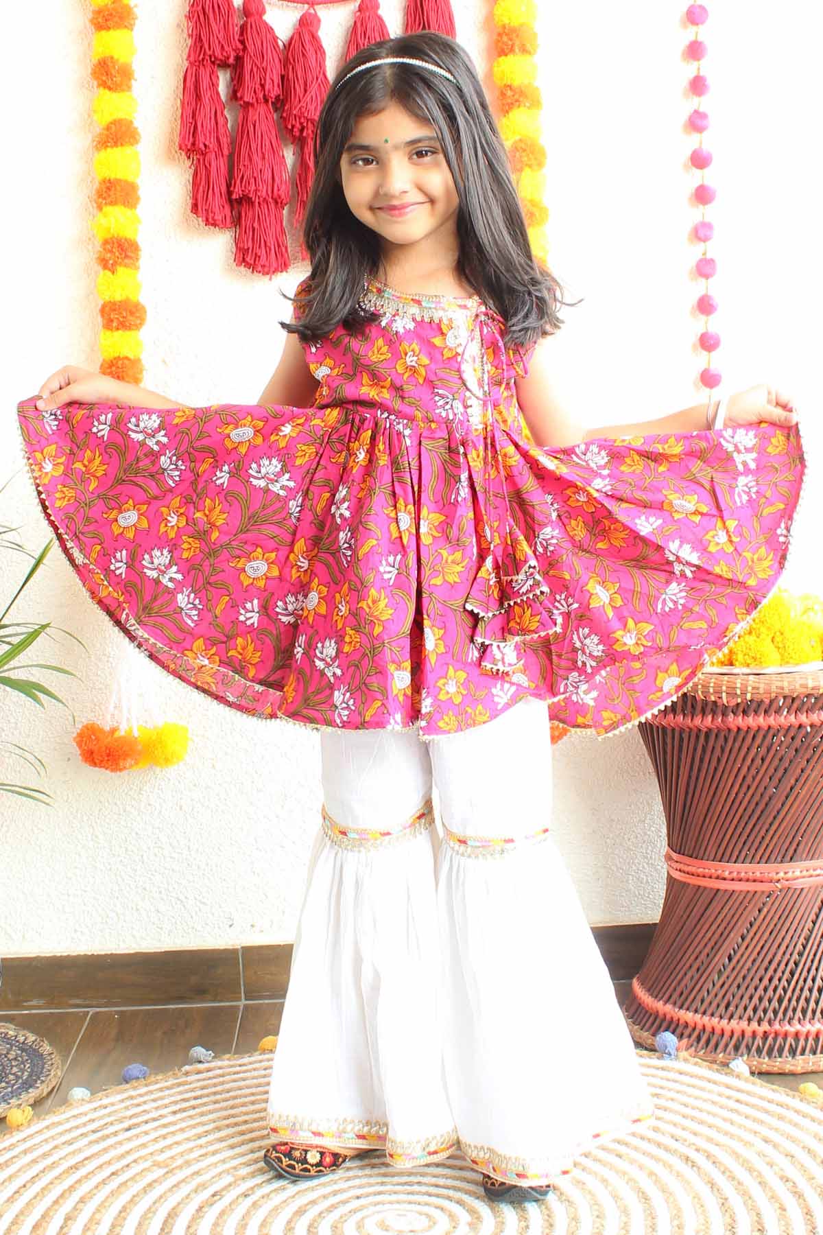 Block Print Kurta Sharara Set