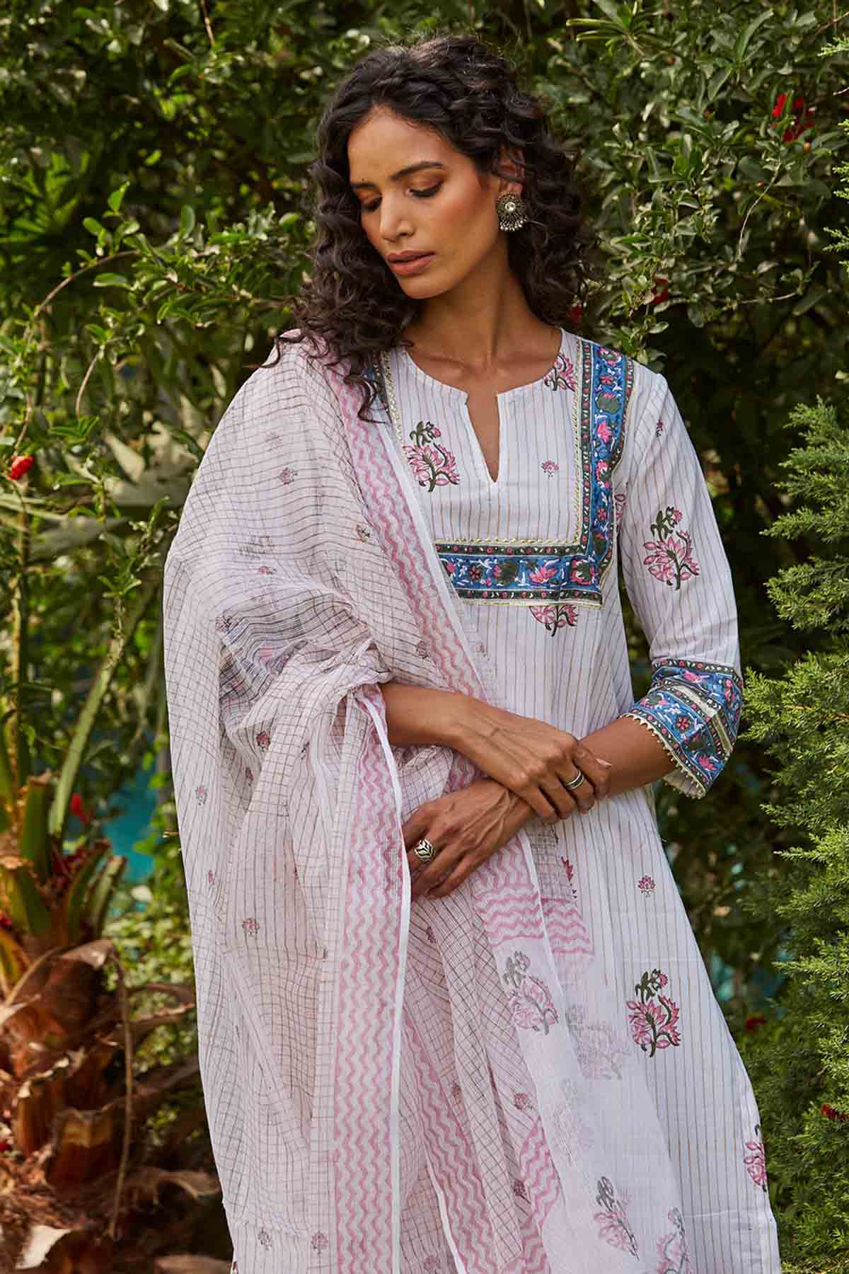 Block Printed Gota Kurta Set