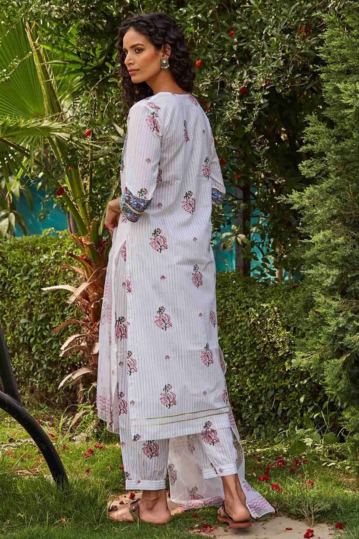 Block Printed Gota Kurta Set