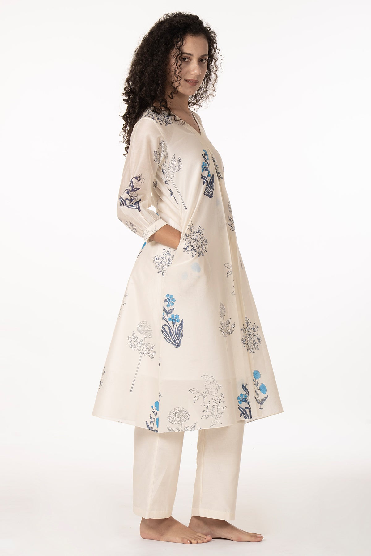 Block Print Ivory Kurta & Pants