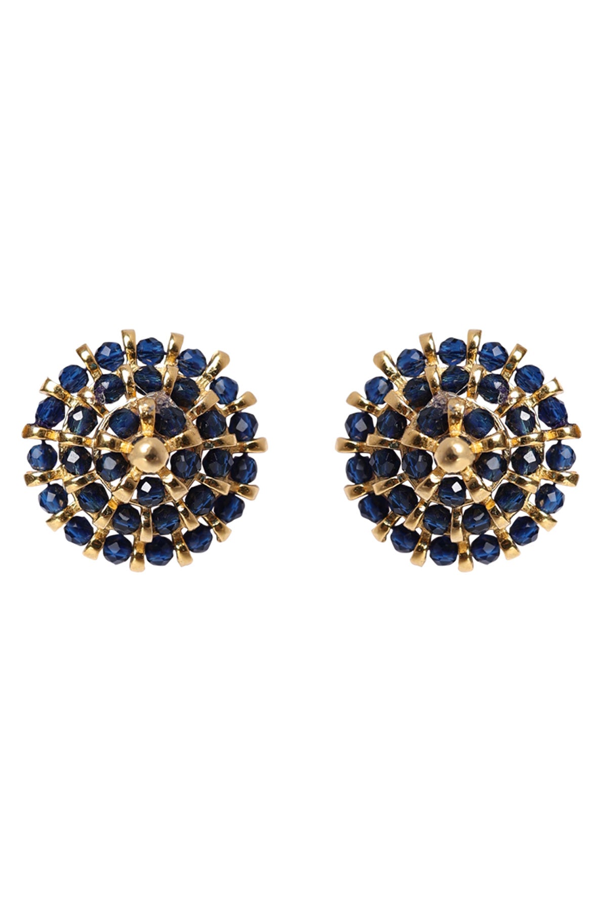 Blue Beaded Zirconia Earrings