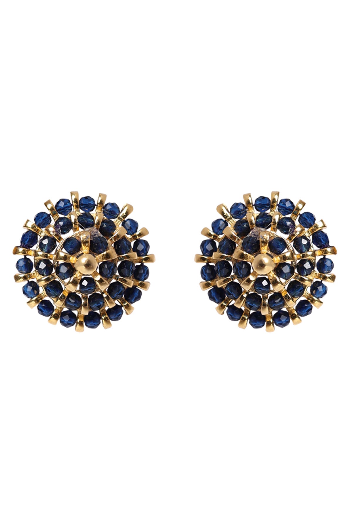 Blue Beaded Zirconia Earrings