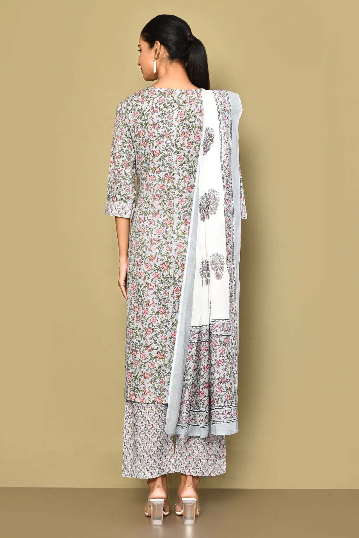 Blue Blossom Print Kurta Set