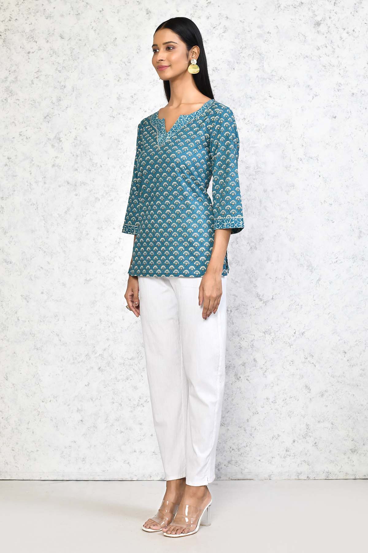 Blue Blossom Print Top