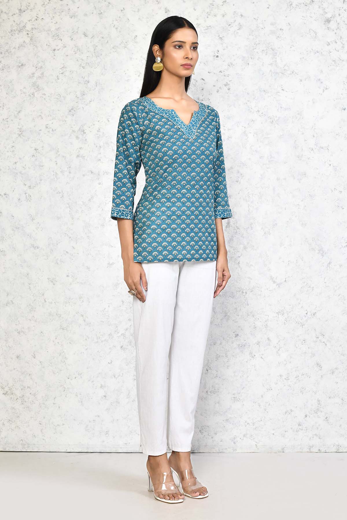 Blue Blossom Print Top