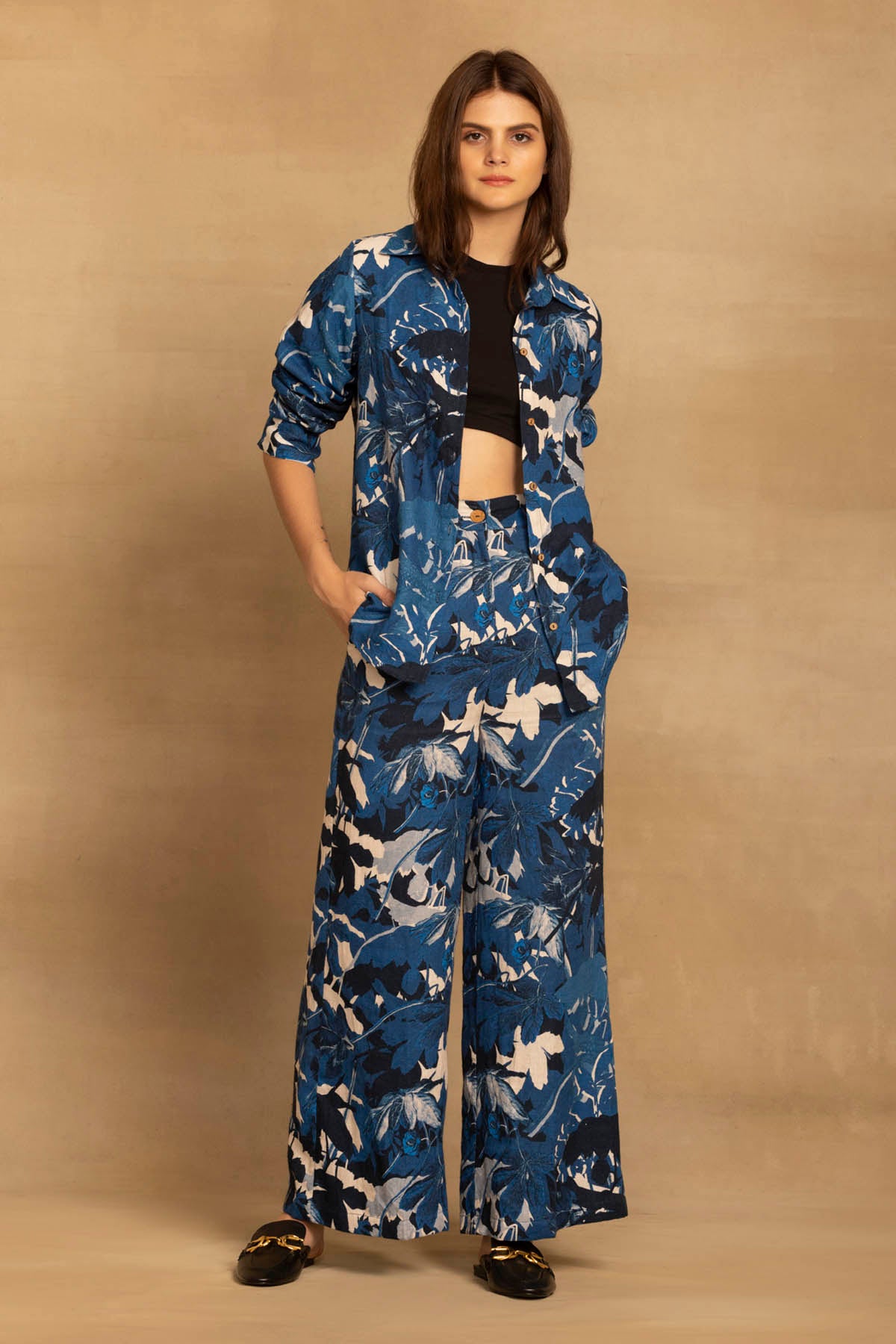 Blue Botanical Print Co-ord Set
