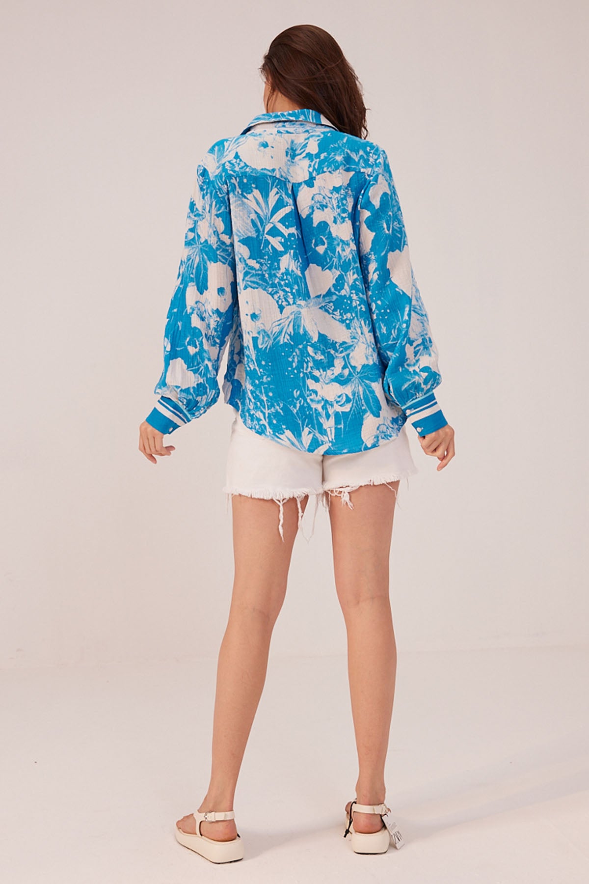 Blue Botanical Print Shirt