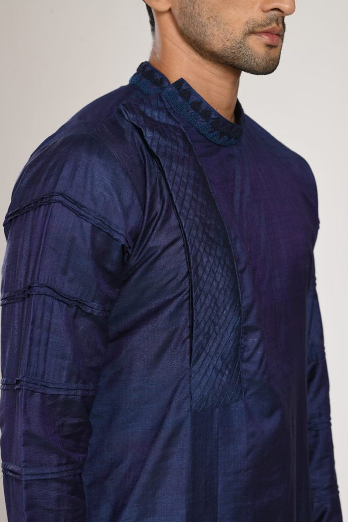 Blue Box Pleated Kurta Set