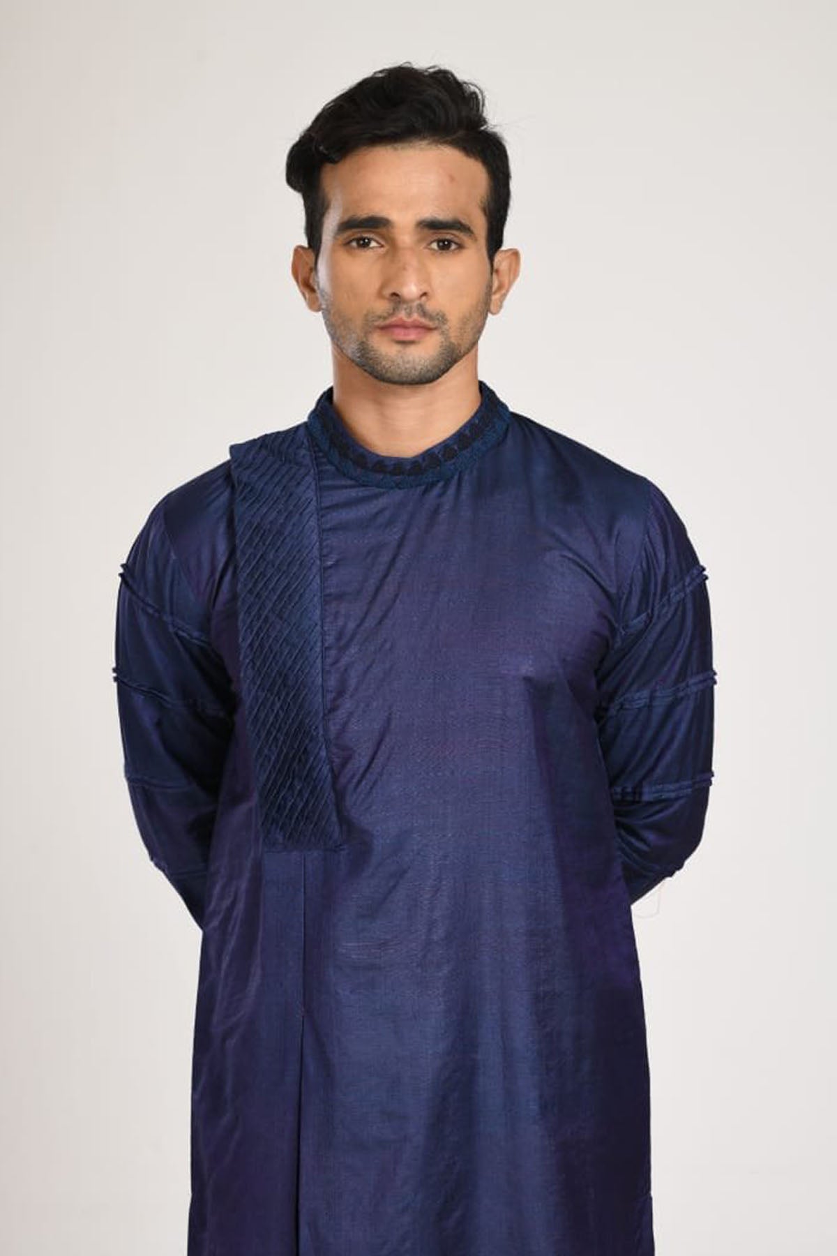 Blue Box Pleated Kurta Set
