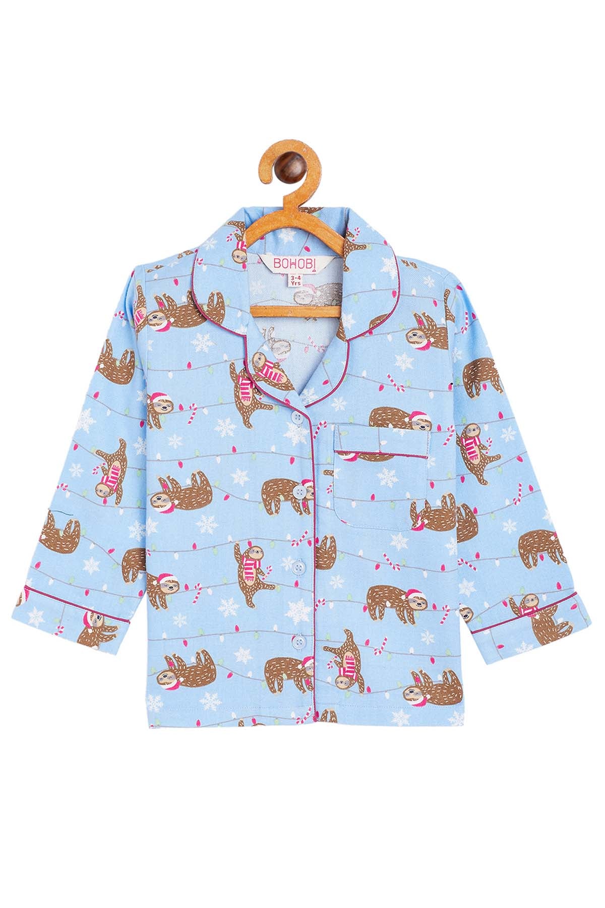 Blue Cat Print Top & Pajama