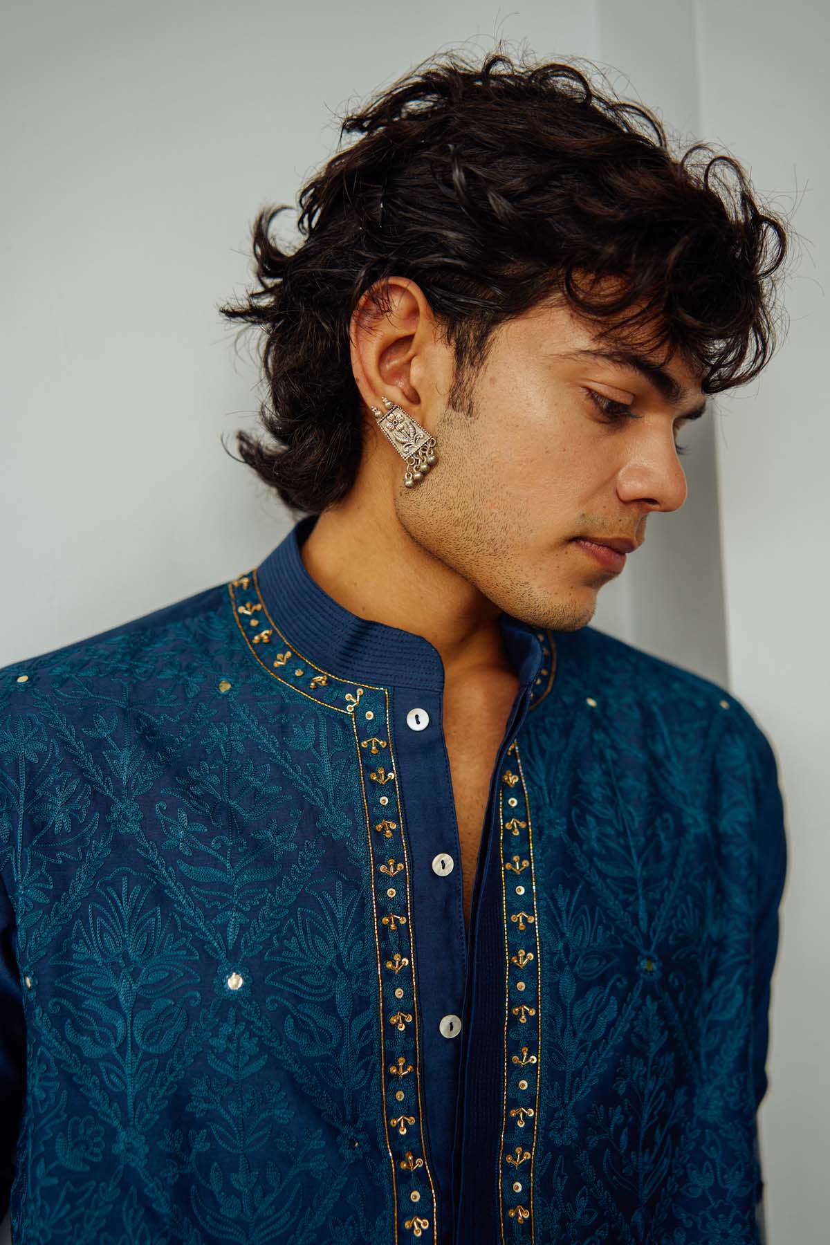 Blue Chanderi Dori Work Kurta Set