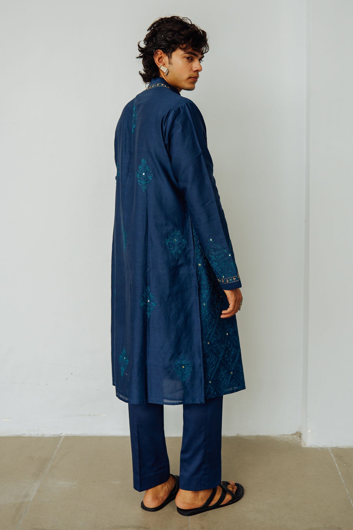 Blue Chanderi Dori Work Kurta Set