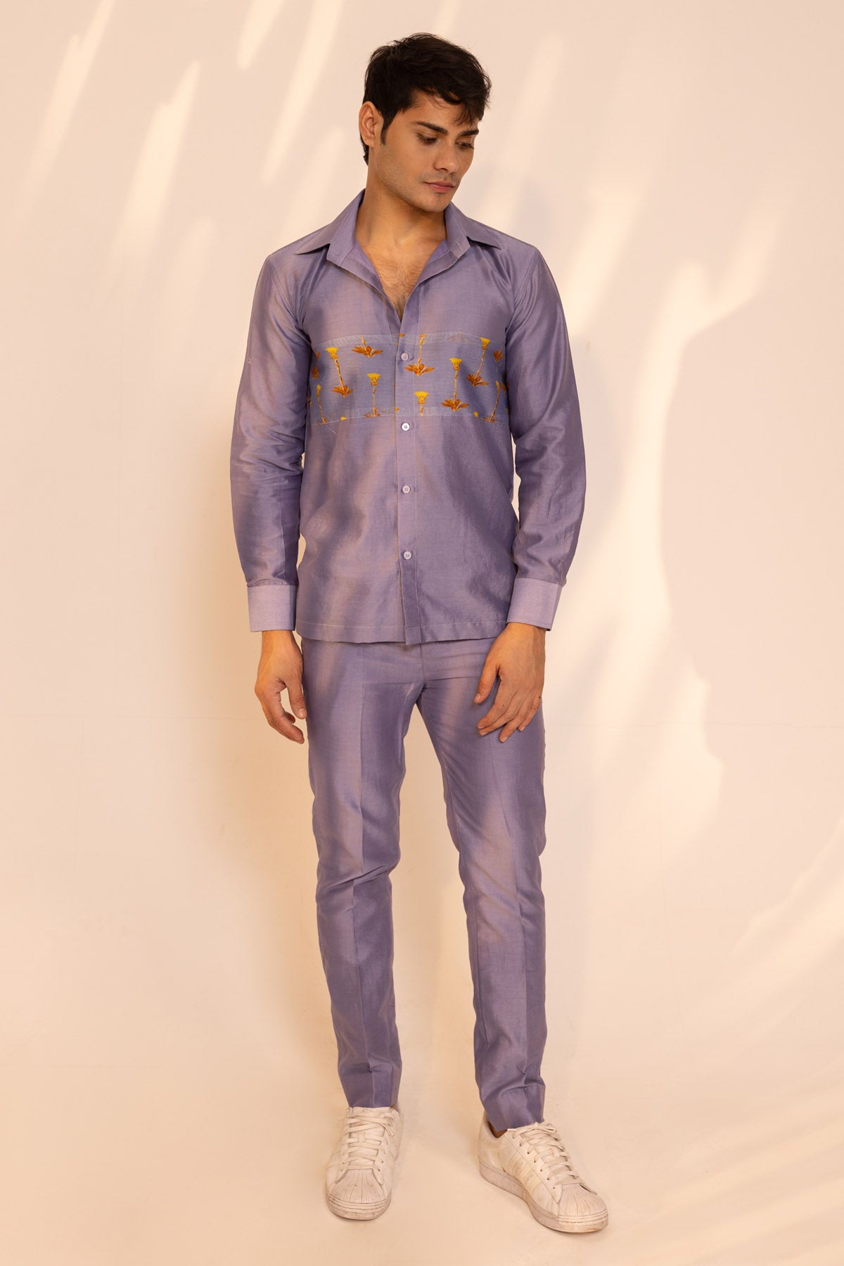 Blue Chanderi Shirt & Pants
