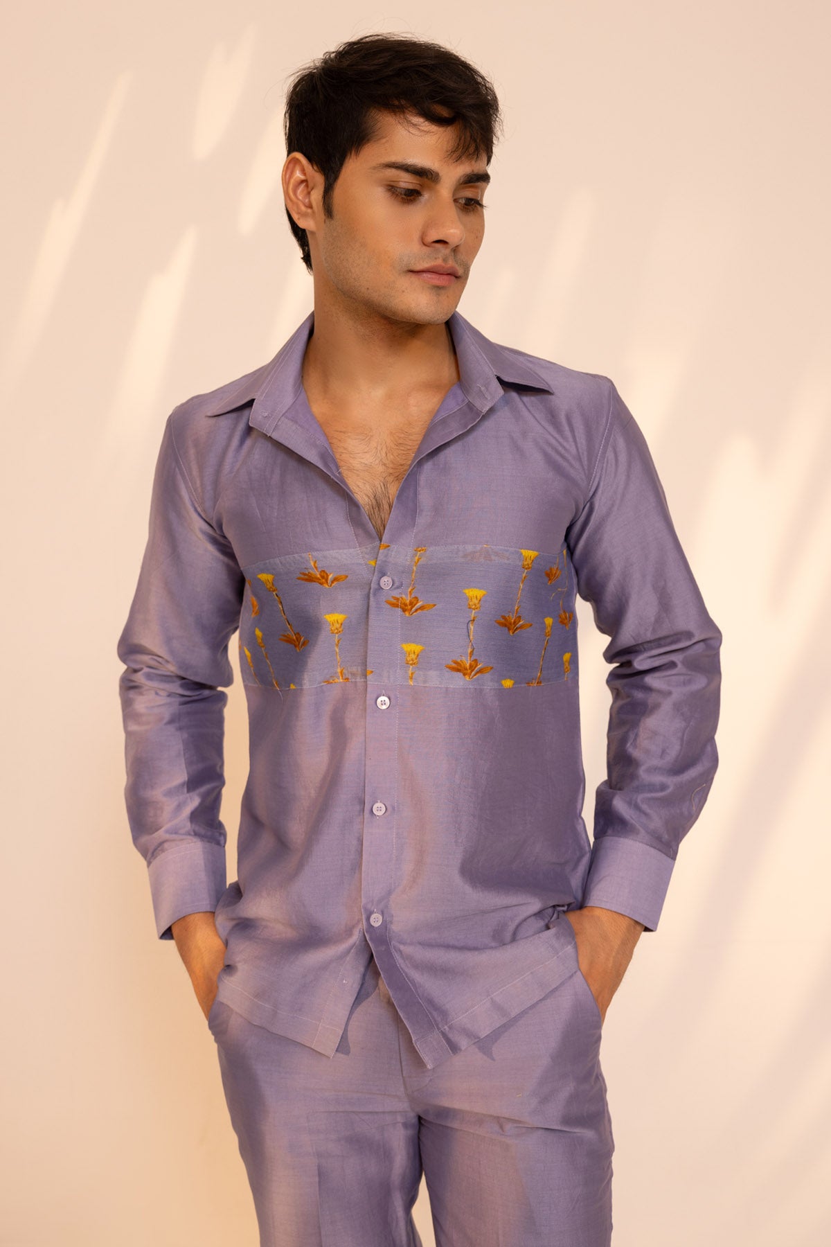 Blue Chanderi Shirt & Pants
