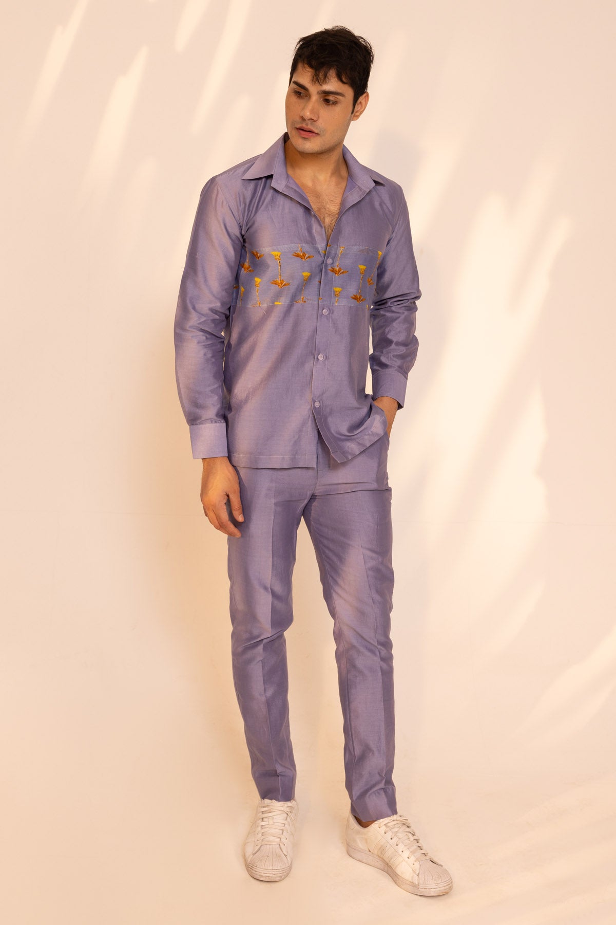 Blue Chanderi Shirt & Pants