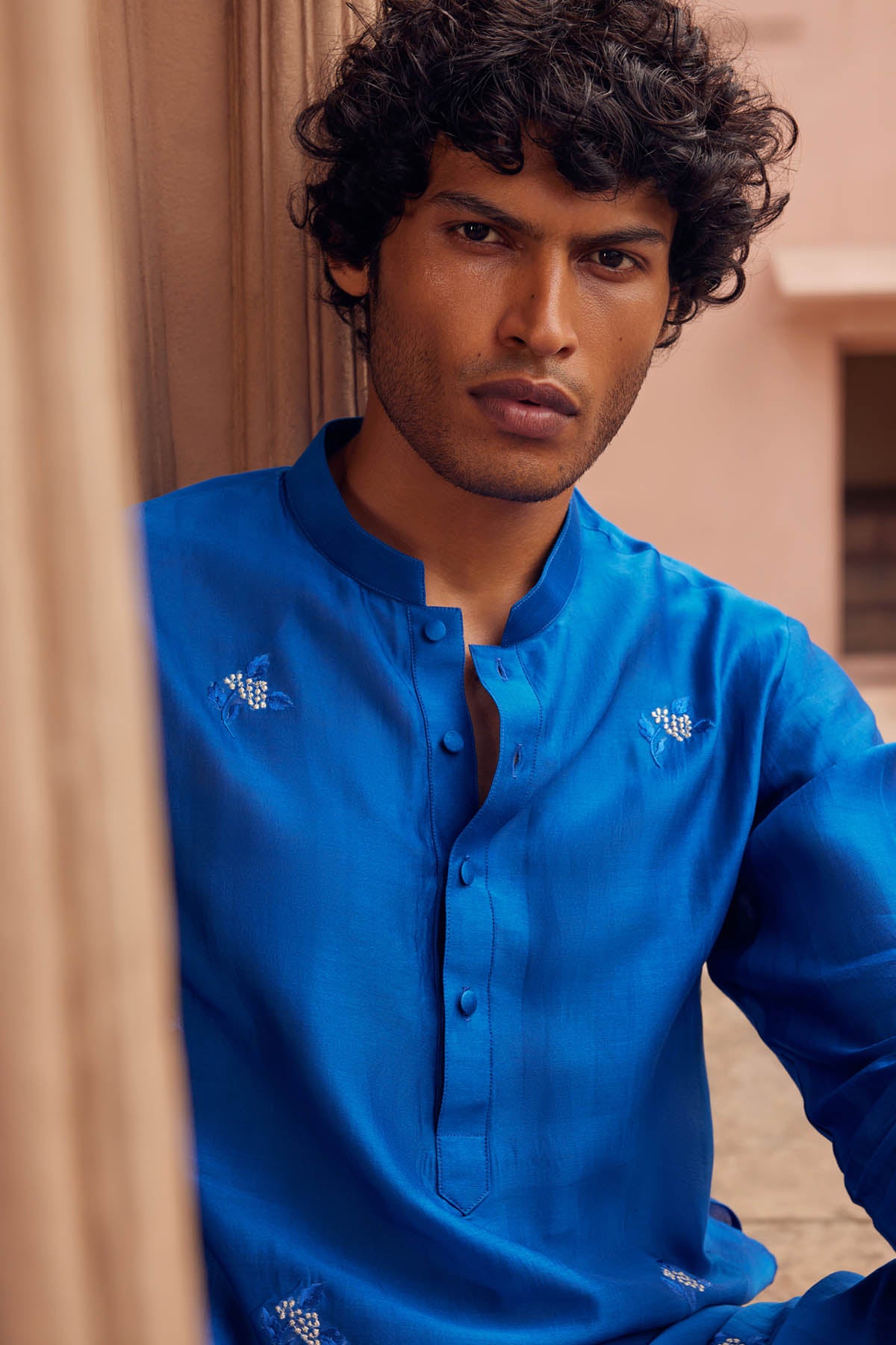 Electric Blue Cotton Silk Kurta Set
