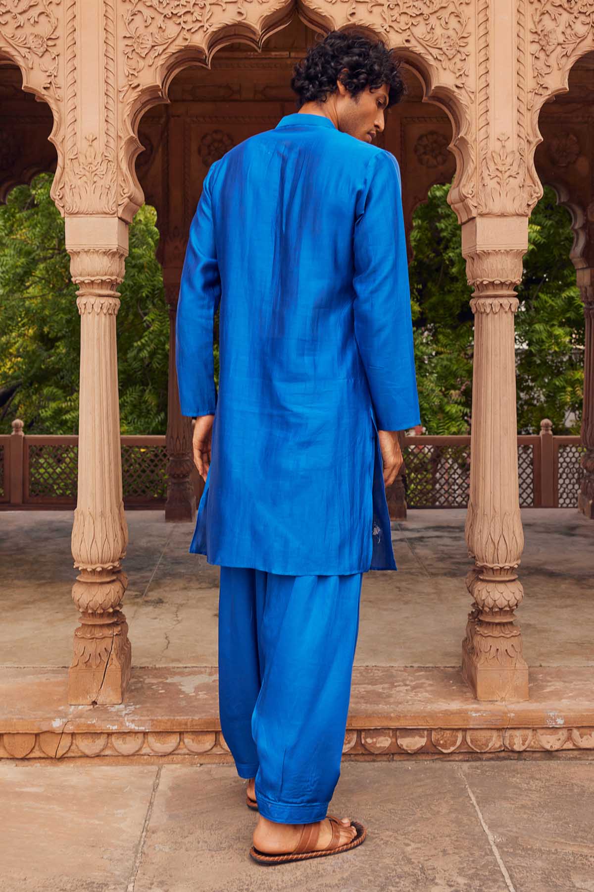 Electric Blue Cotton Silk Kurta Set