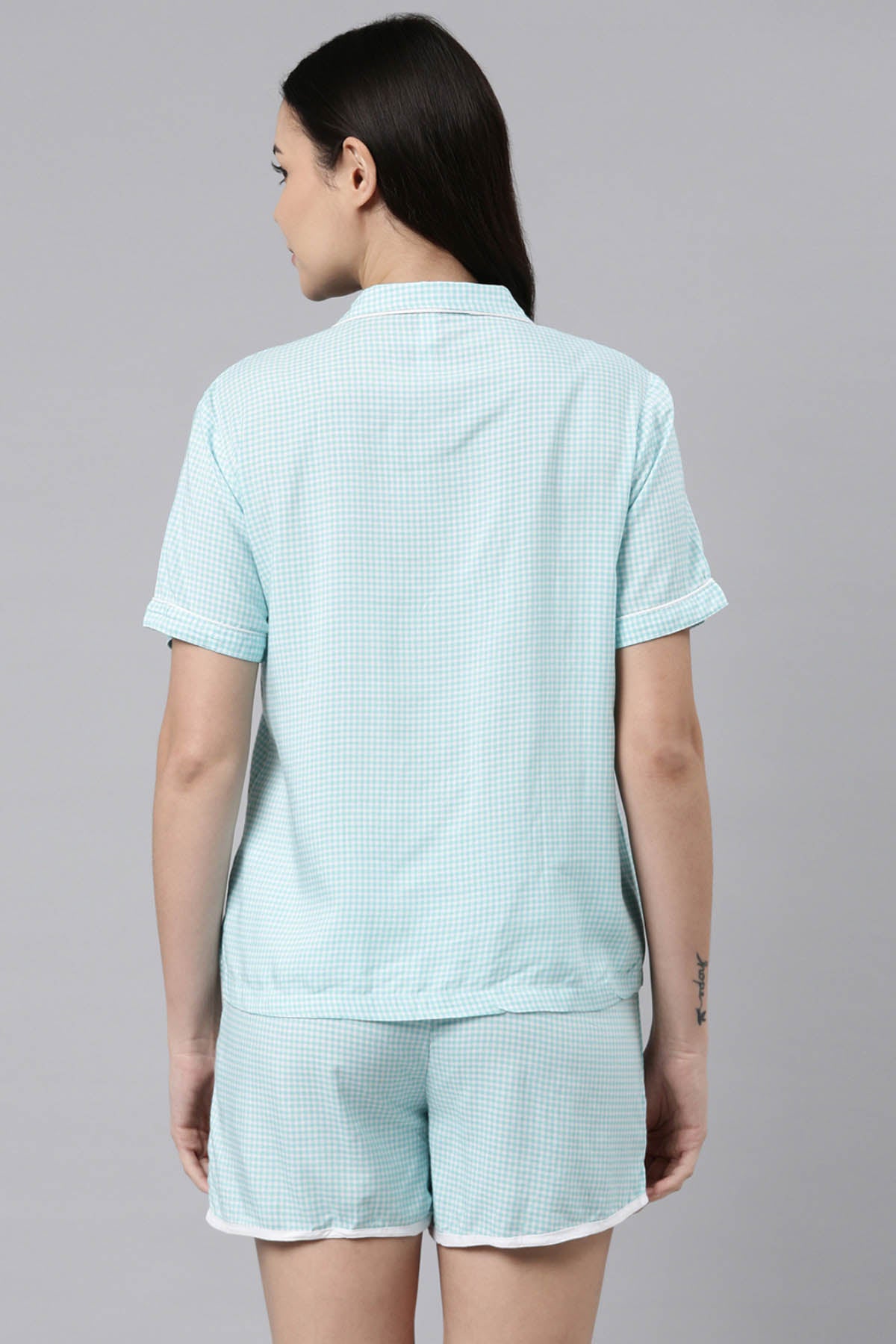 Blue Checkered Shorts Set