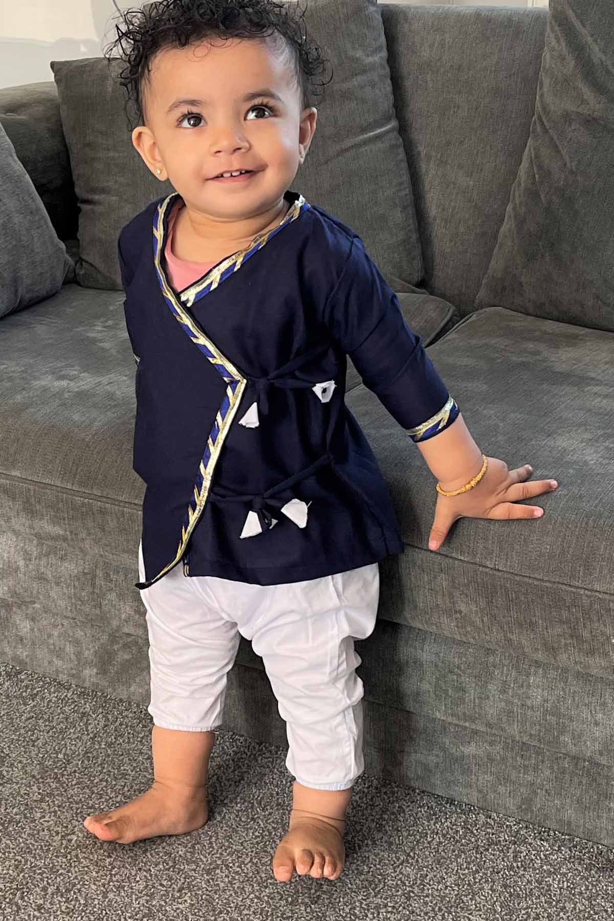 Blue Cotton Angrakha Set