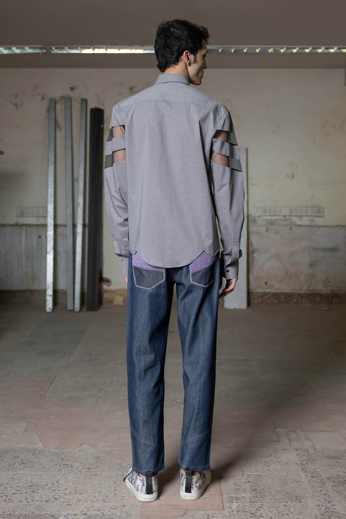 Blue Cotton Denim Pants