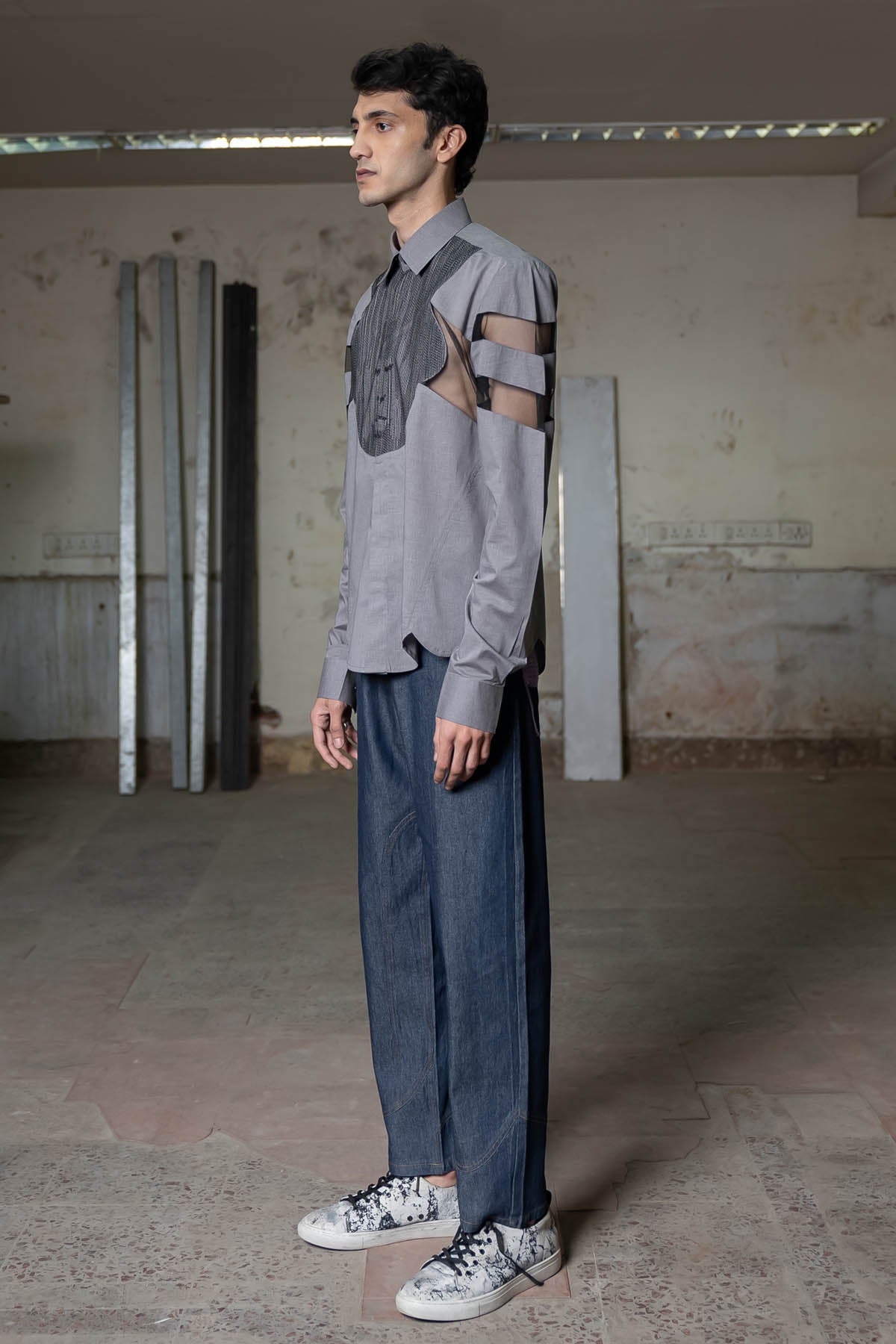 Blue Cotton Denim Pants